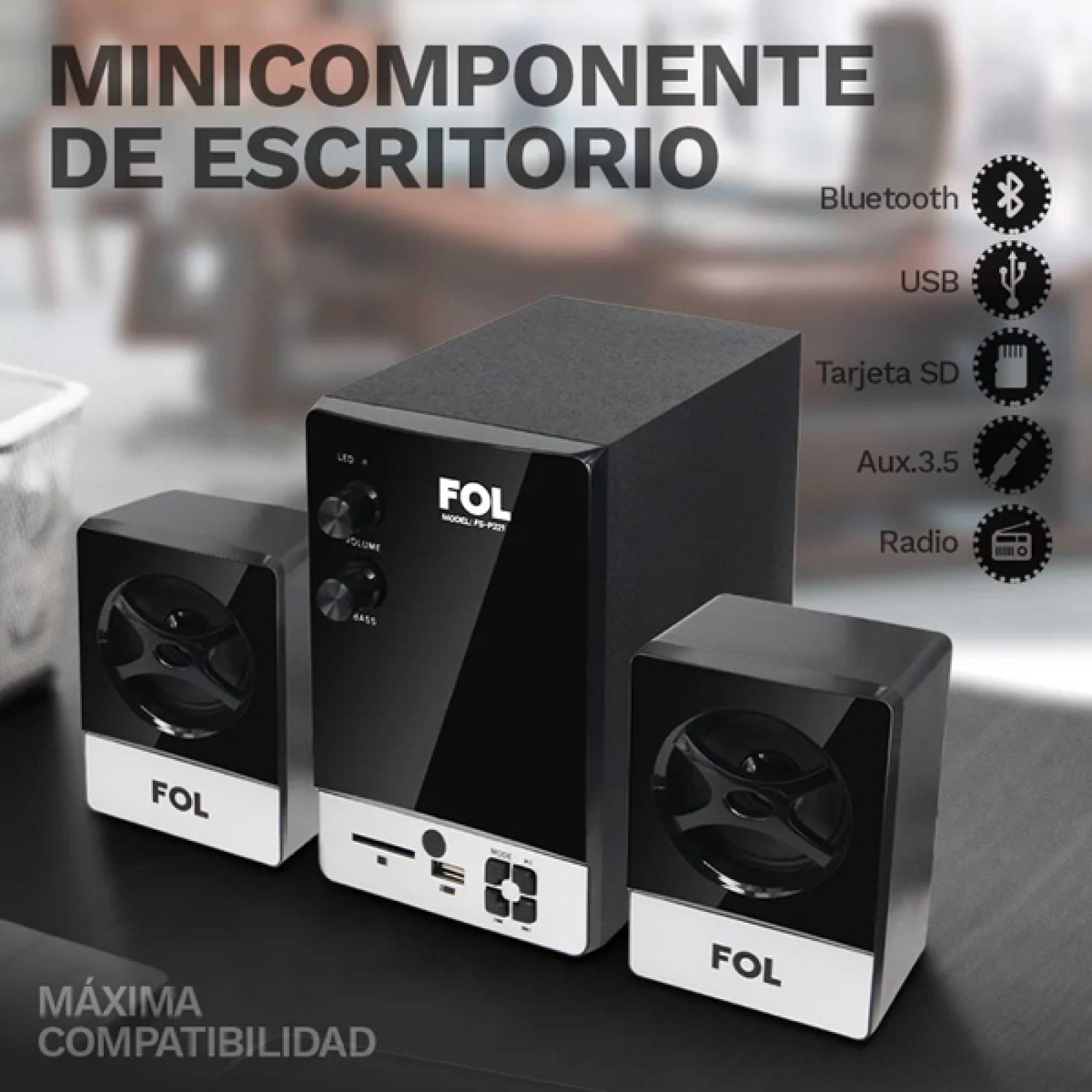 Minicomponente Fol Multimedia Bluetooth Bocina 2.1 Subwoofer