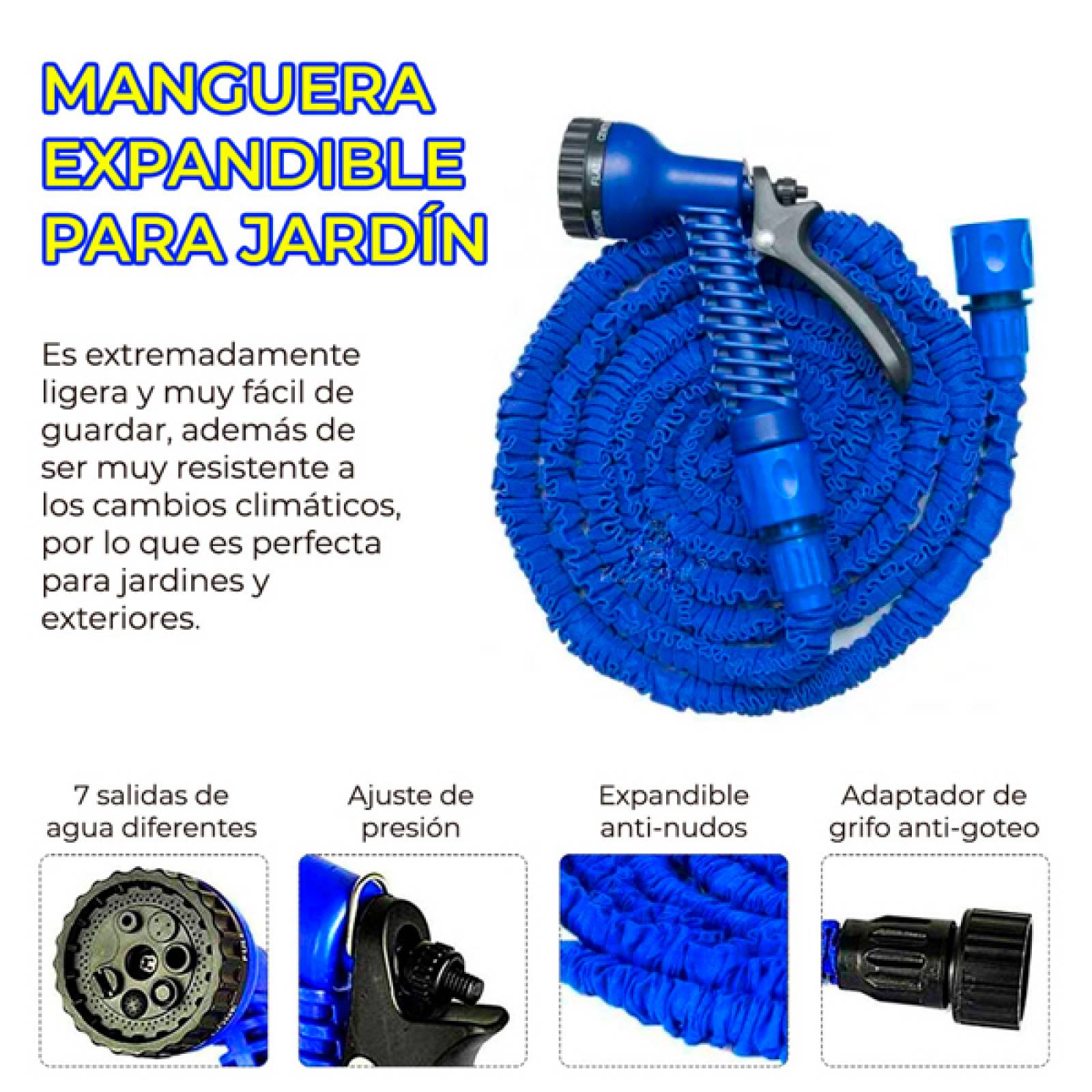 Manguera Flexible Expandible 15 Metros Pistola Jardin Elegate