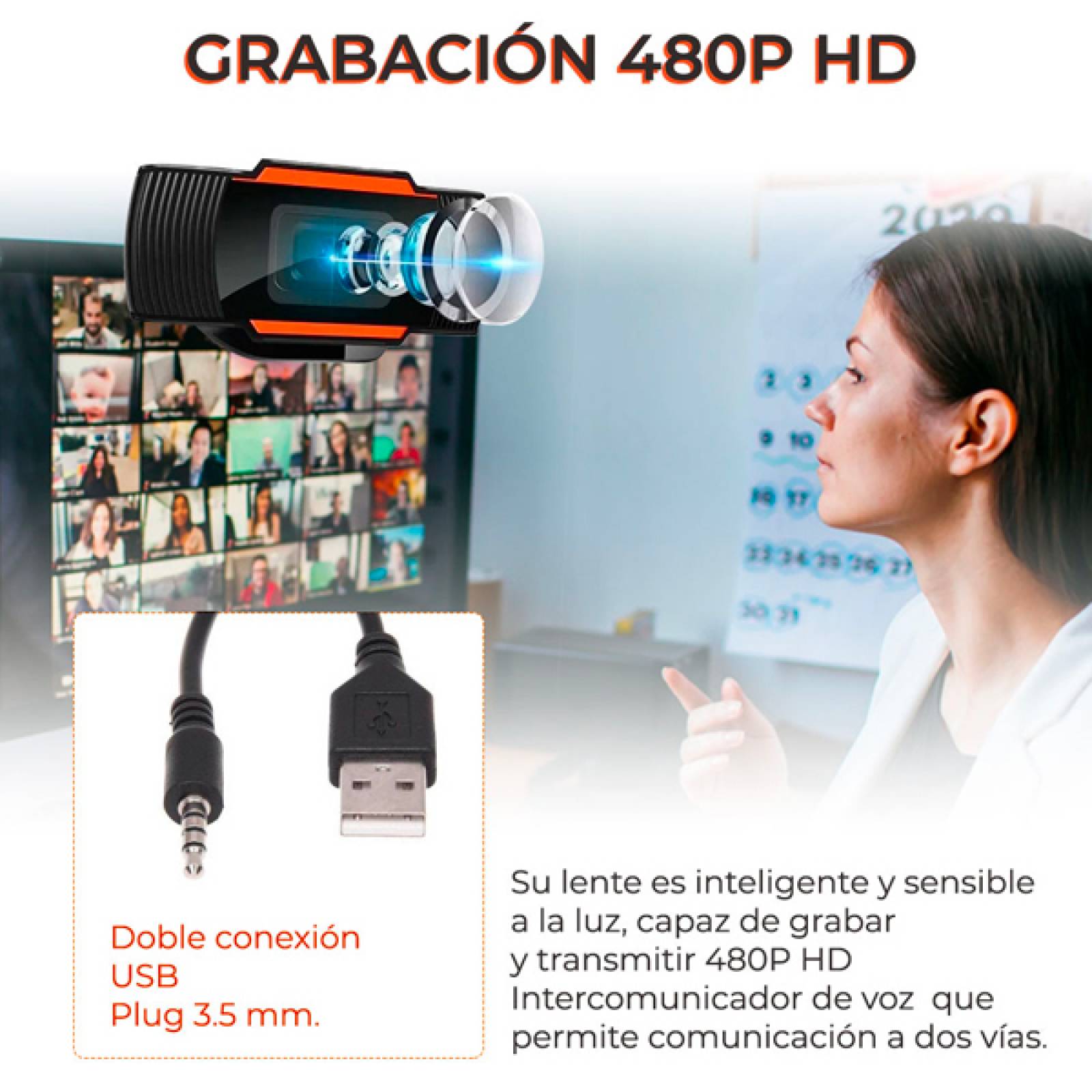 Webcam Usb Elegate Para Computadora 480P Con Microfono