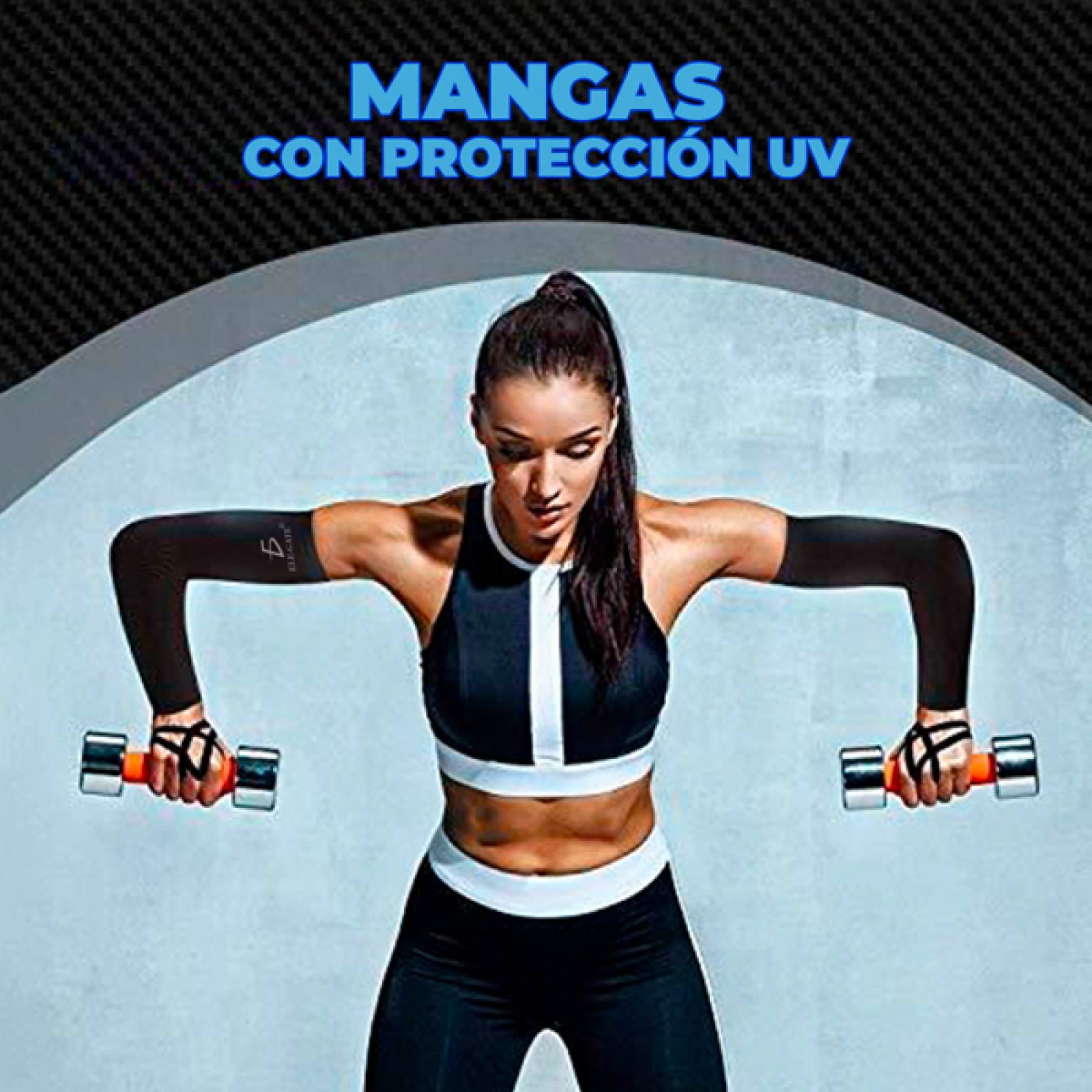 Mangas Elegate Uv Protección Para Brazo Seda Hielo Resistente Elástico 1Par Unisex Talla Unica Negro
