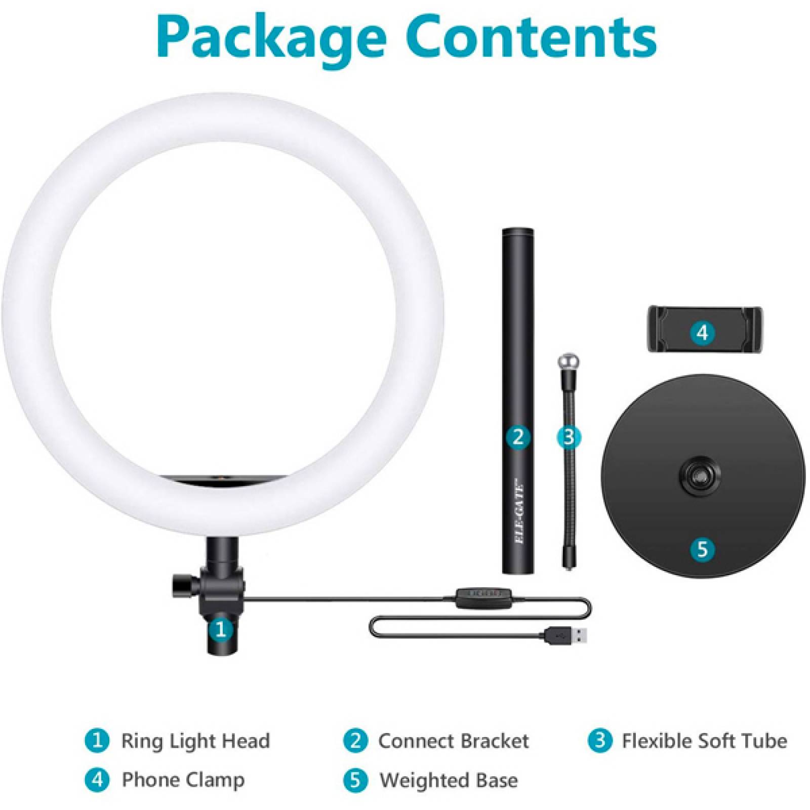 Aro Luz Led Elegate De 10 Pulgadas con Soporte Para Mesa