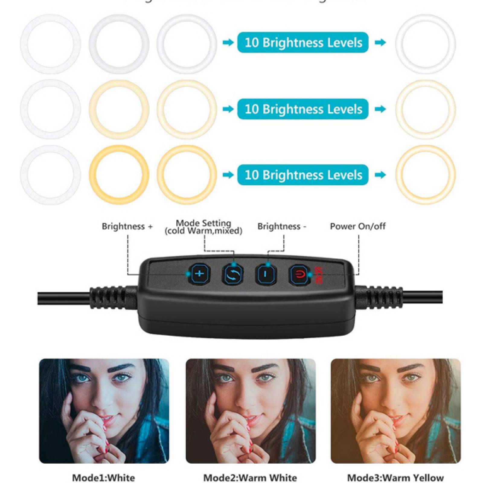 Aro Luz Led Elegate De 10 Pulgadas con Soporte Para Mesa