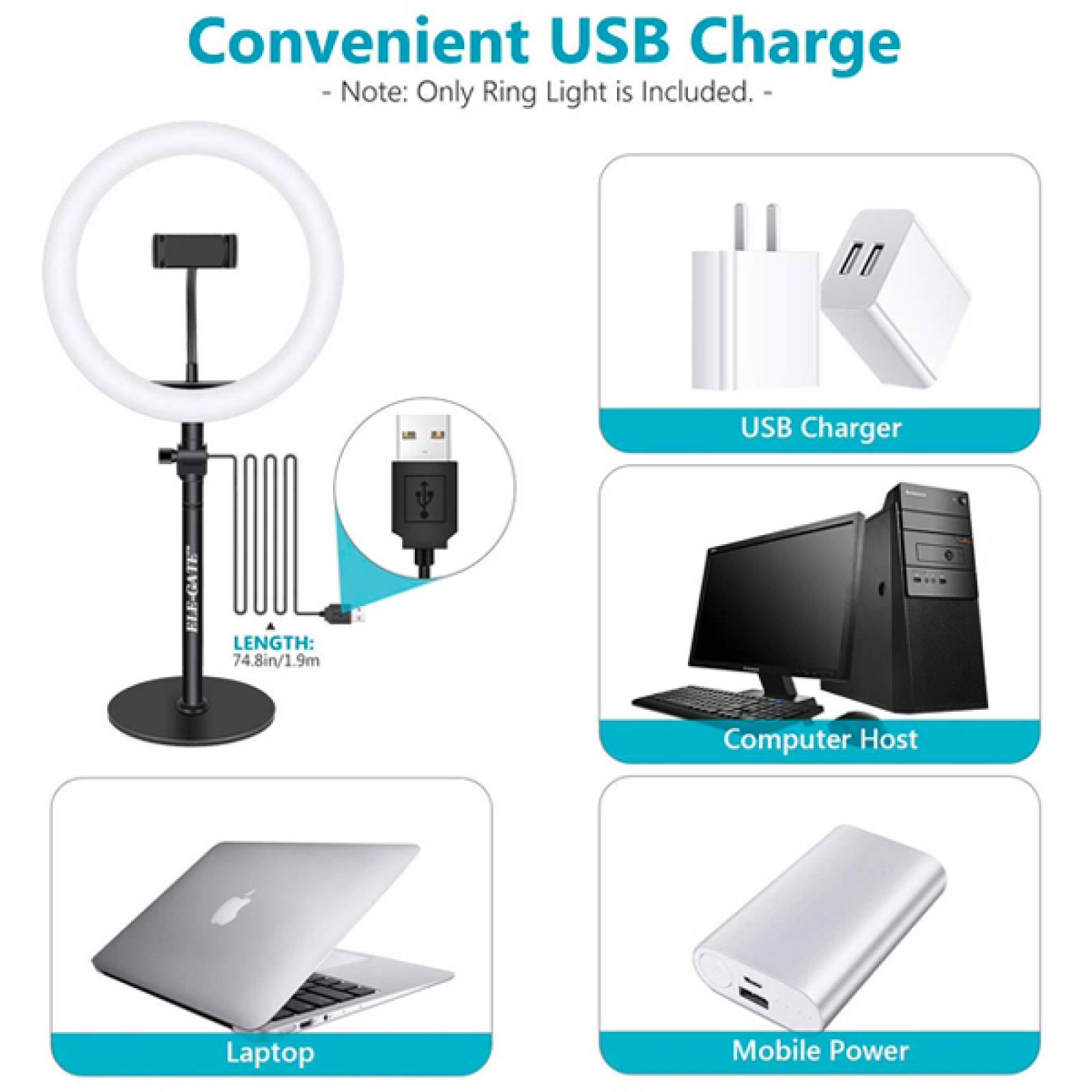 Aro Luz Led Elegate De 10 Pulgadas con Soporte Para Mesa