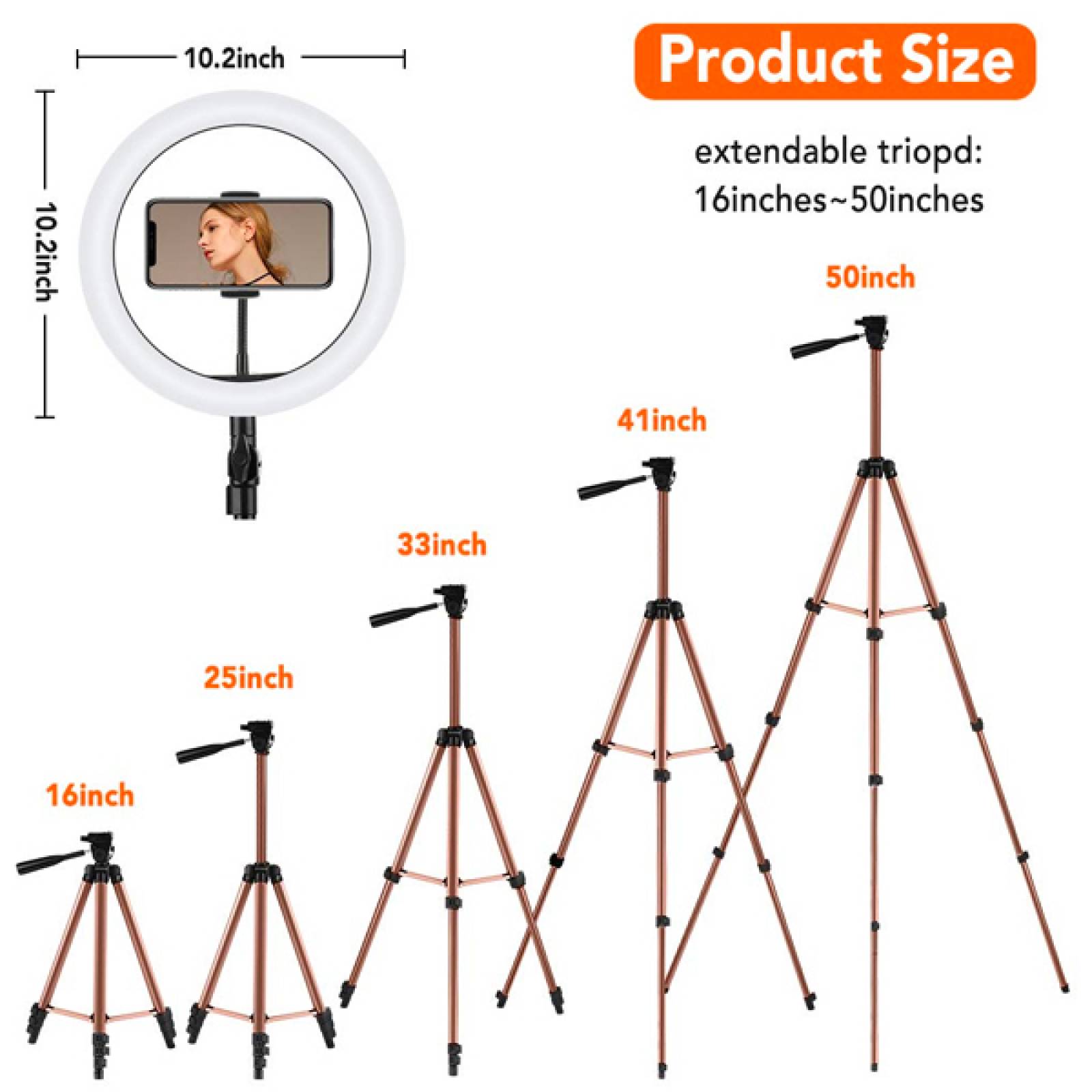 Aro Luz Led Elegate De 10 Pulgadas con Soporte Para Mesa