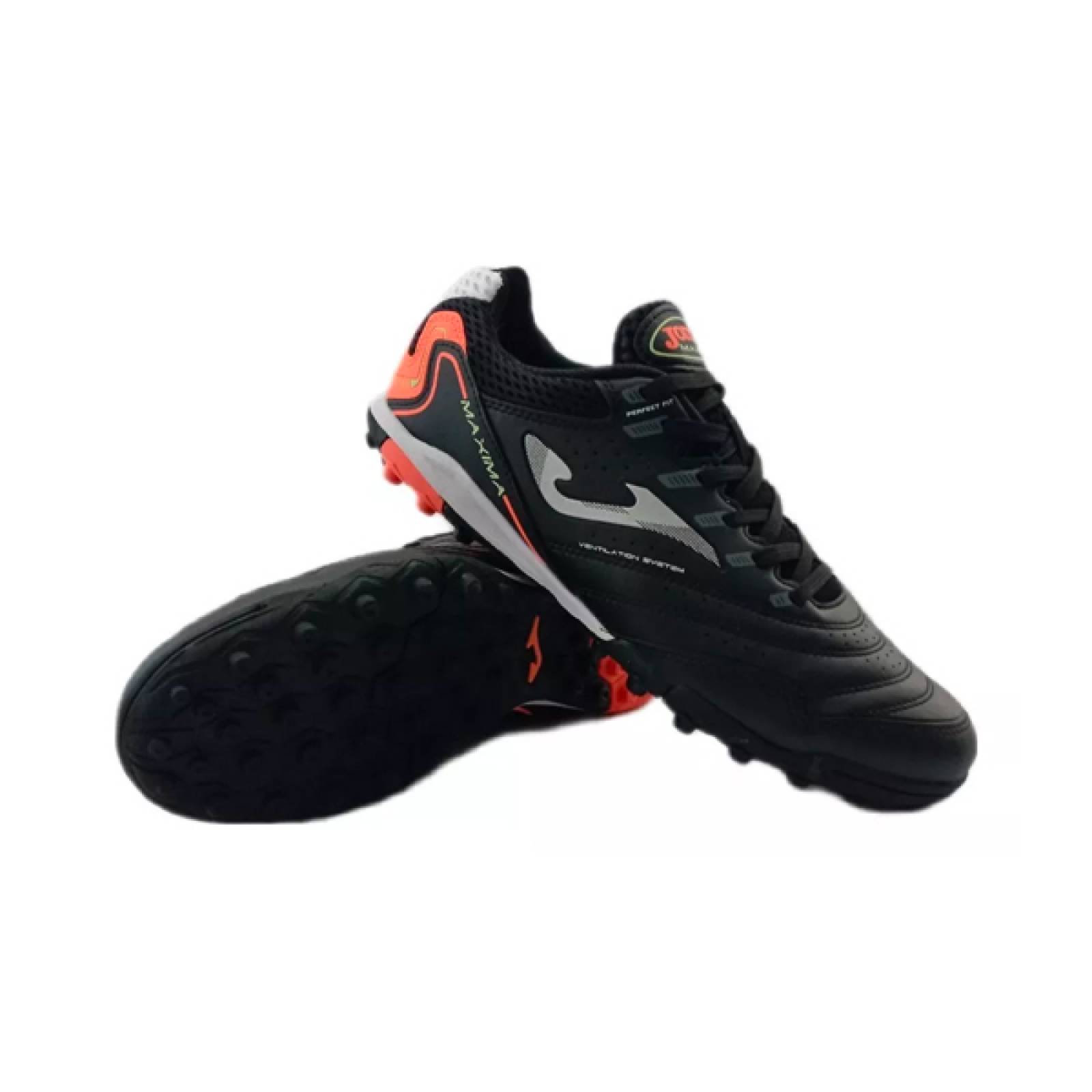 Tenis Futbol Rapido Joma Maxima 2301 Turf Negro/Naranja