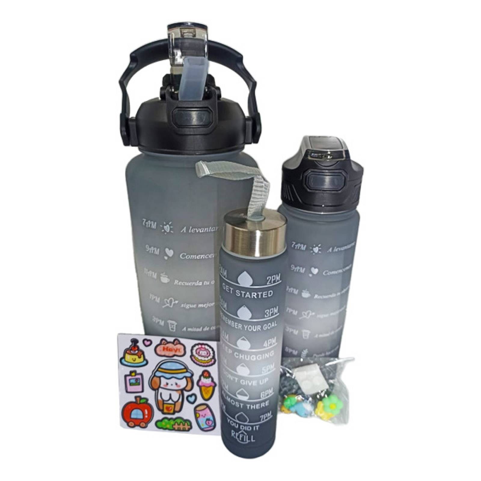 Botella de Agua Deportiva Motivacional 3 en 1 2L tricolor