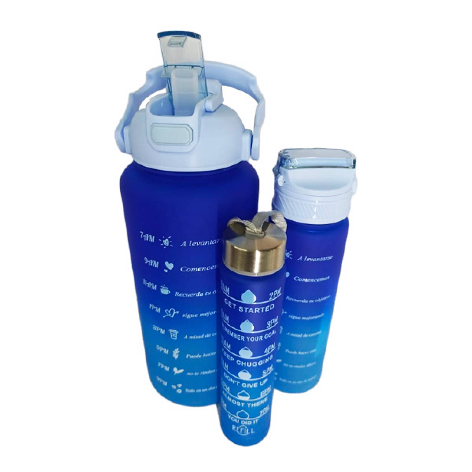 Botella de Agua Deportiva Motivacional 3 en 1 2L bicolor