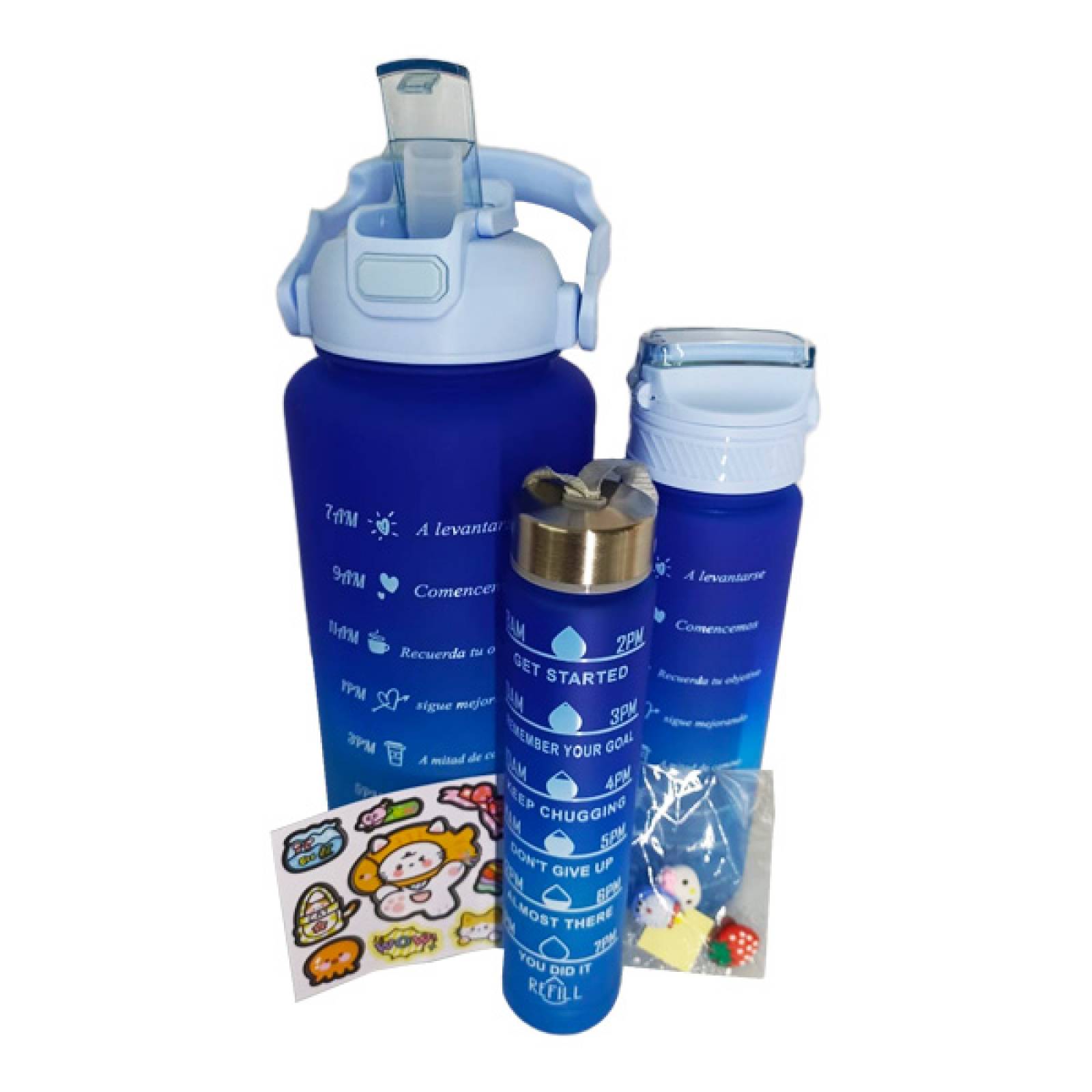 Botella de Agua Deportiva Motivacional 3 en 1 2L bicolor