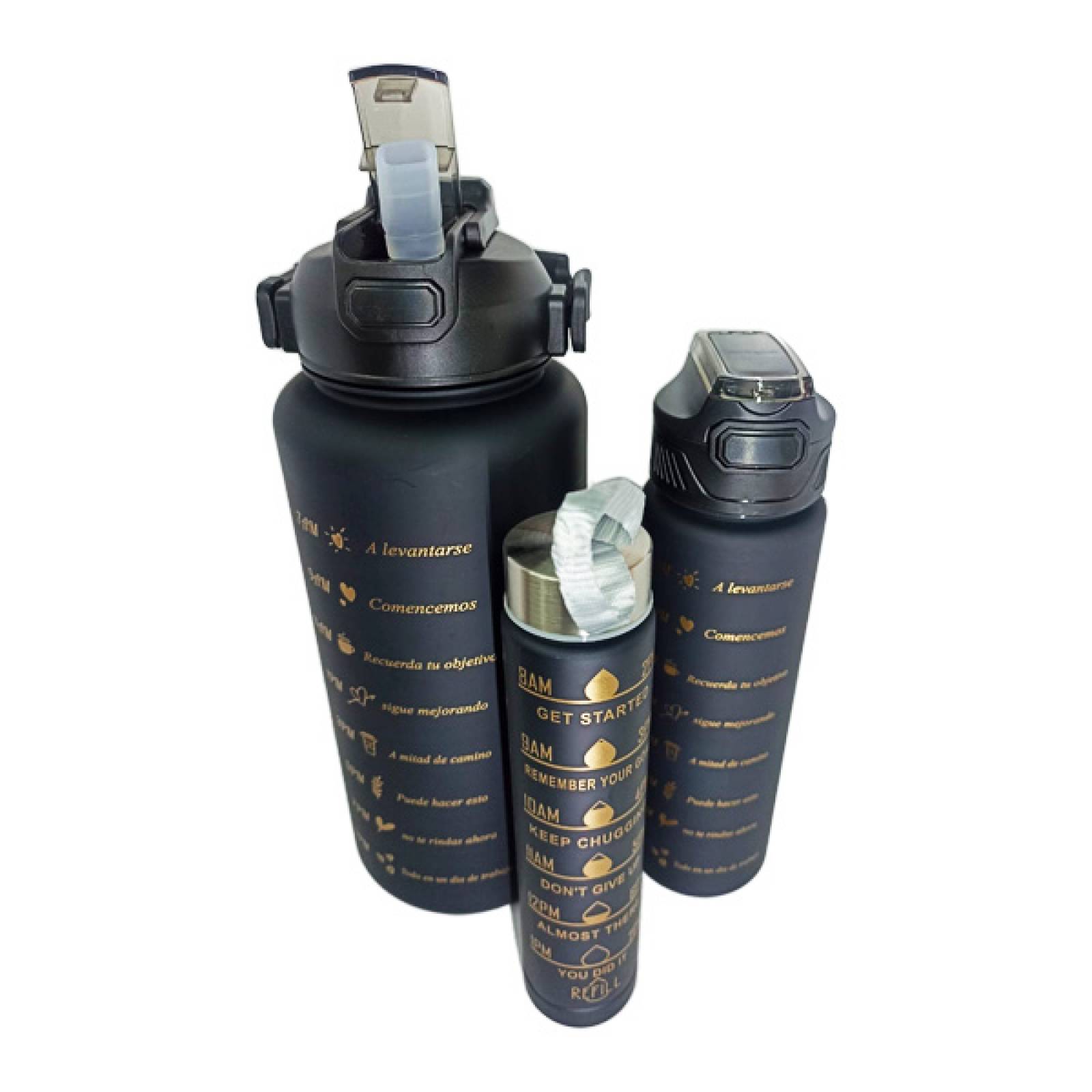 Botella de Agua Deportiva Motivacional 3 en 1 2L bicolor