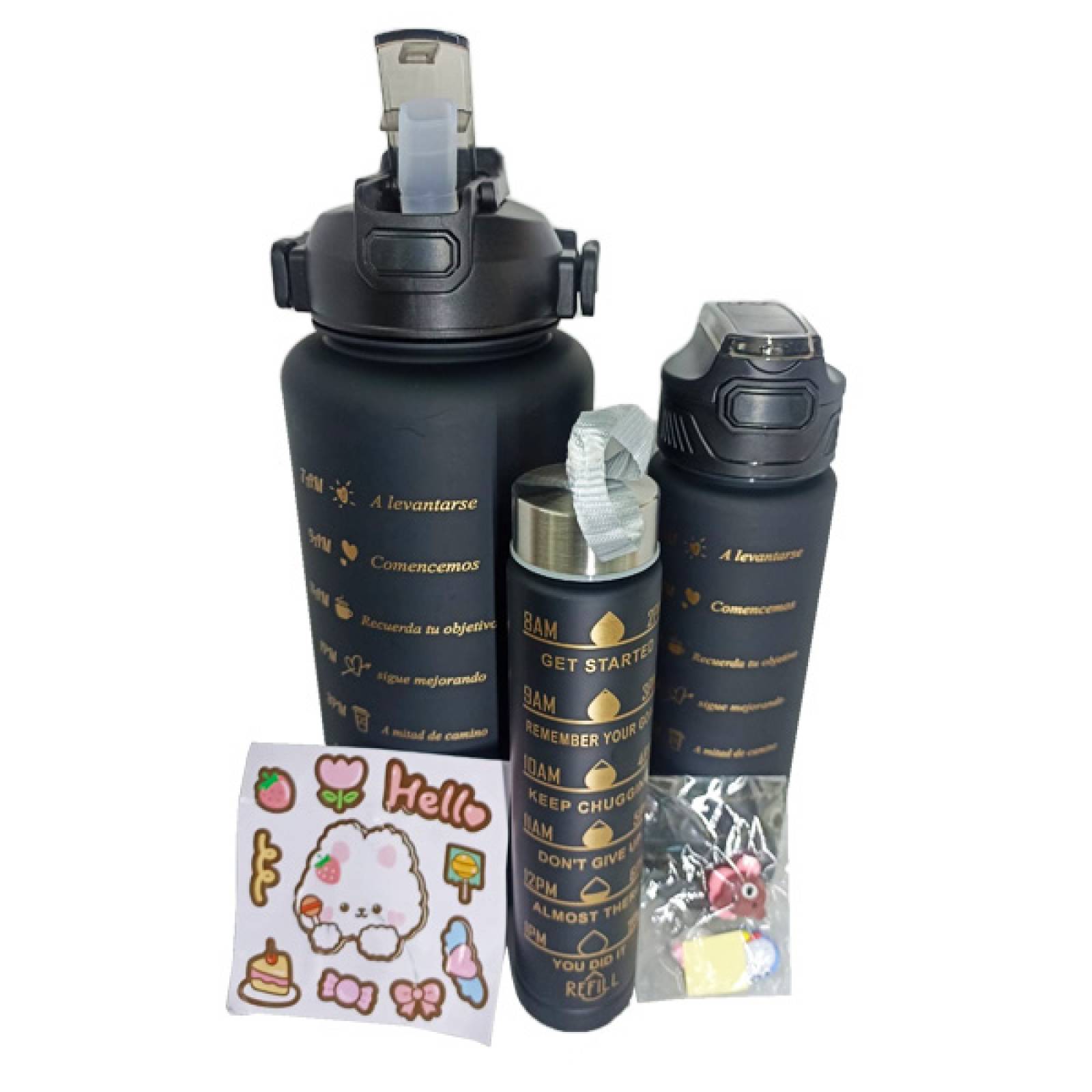 Botella de Agua Deportiva Motivacional 3 en 1 2L bicolor