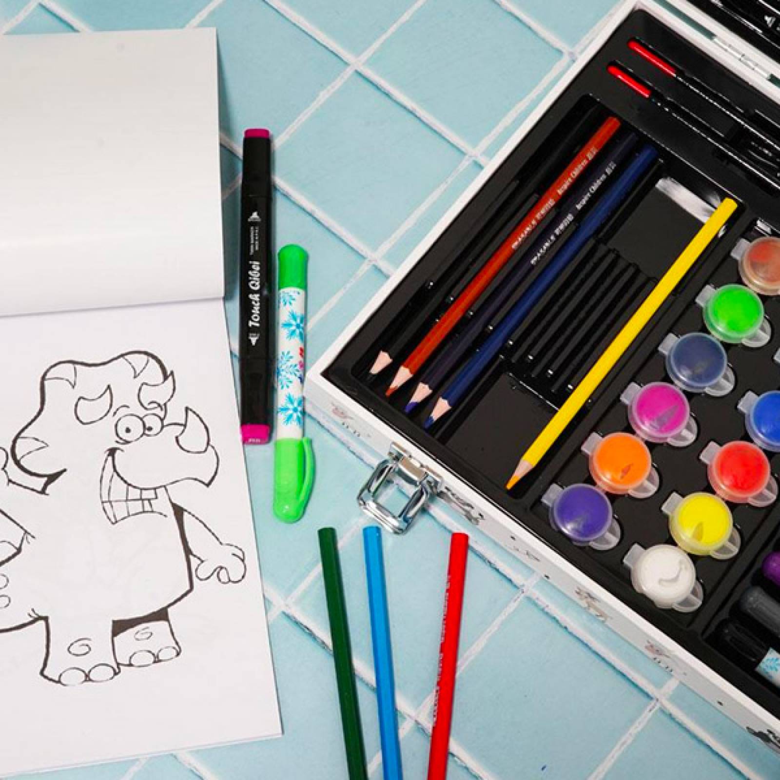 Kit de Marcadores Doble Punta y Set de Arte y Dibujo infantil 58 pz