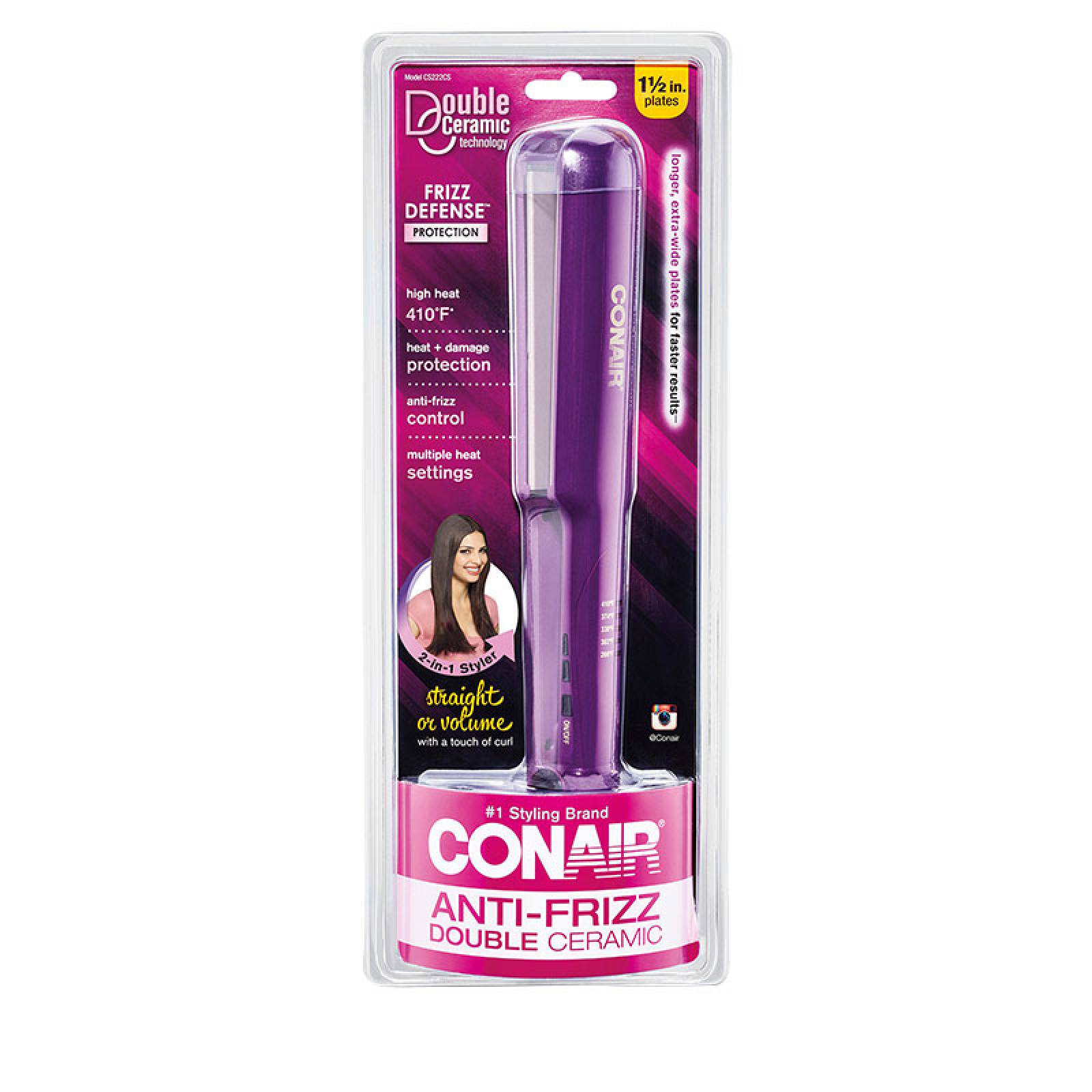 Plancha Alaciadora Cabello Doble Ceramica CS222RES Morada Conair