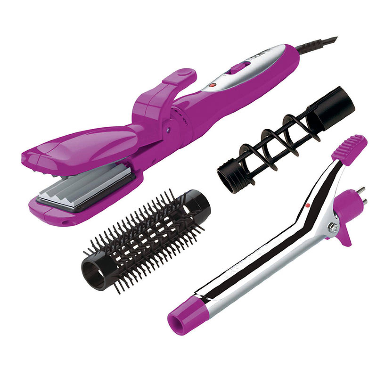 Plancha Tenaza Cabello Combo 5 En 1 CB600WTCSES Morado Conair