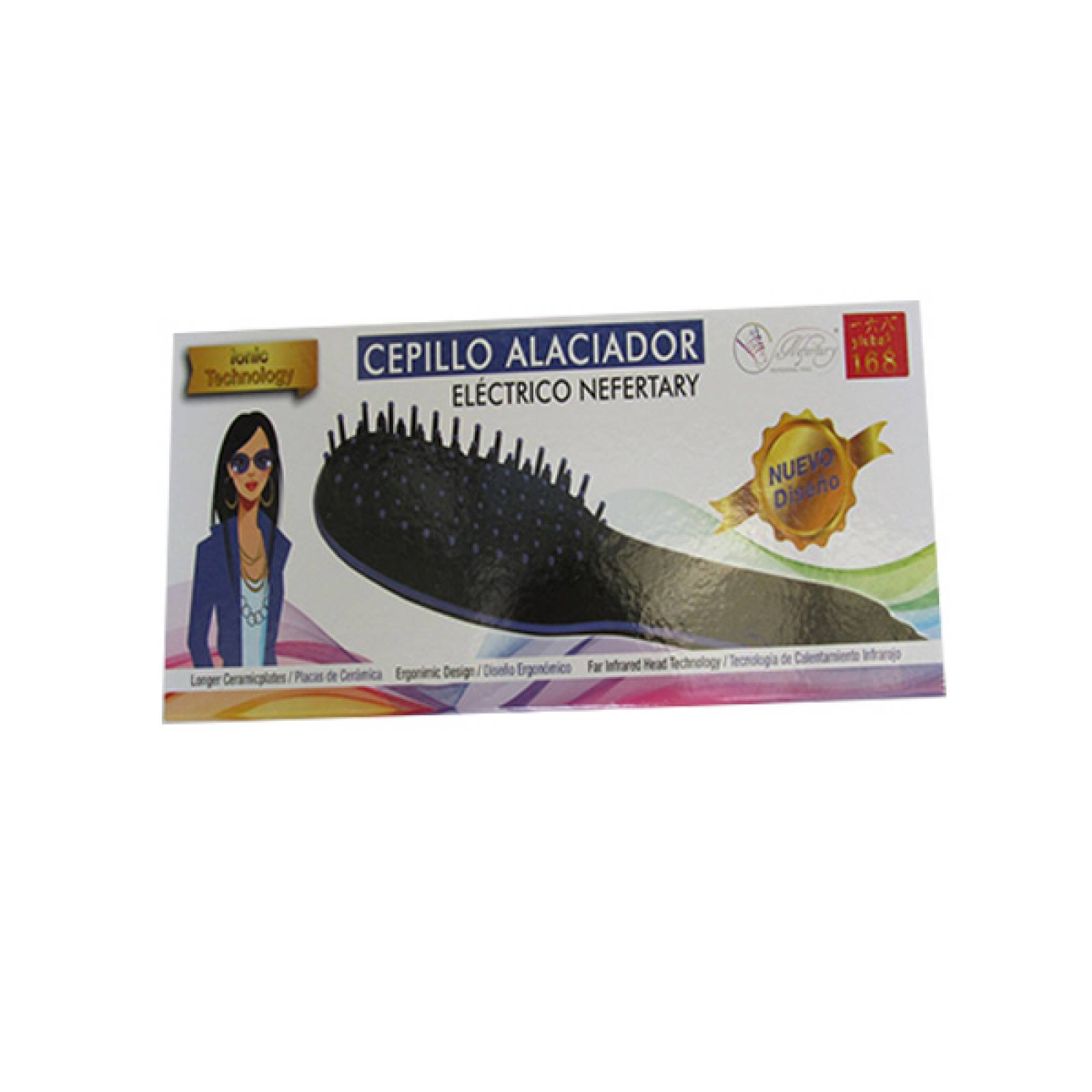 Cepillo alaciador eléctrico cabello cerámica Nefertary Negro