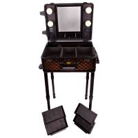 Neceser Maleta Maquillaje Luces Patas Ajustables Bronze Ipi