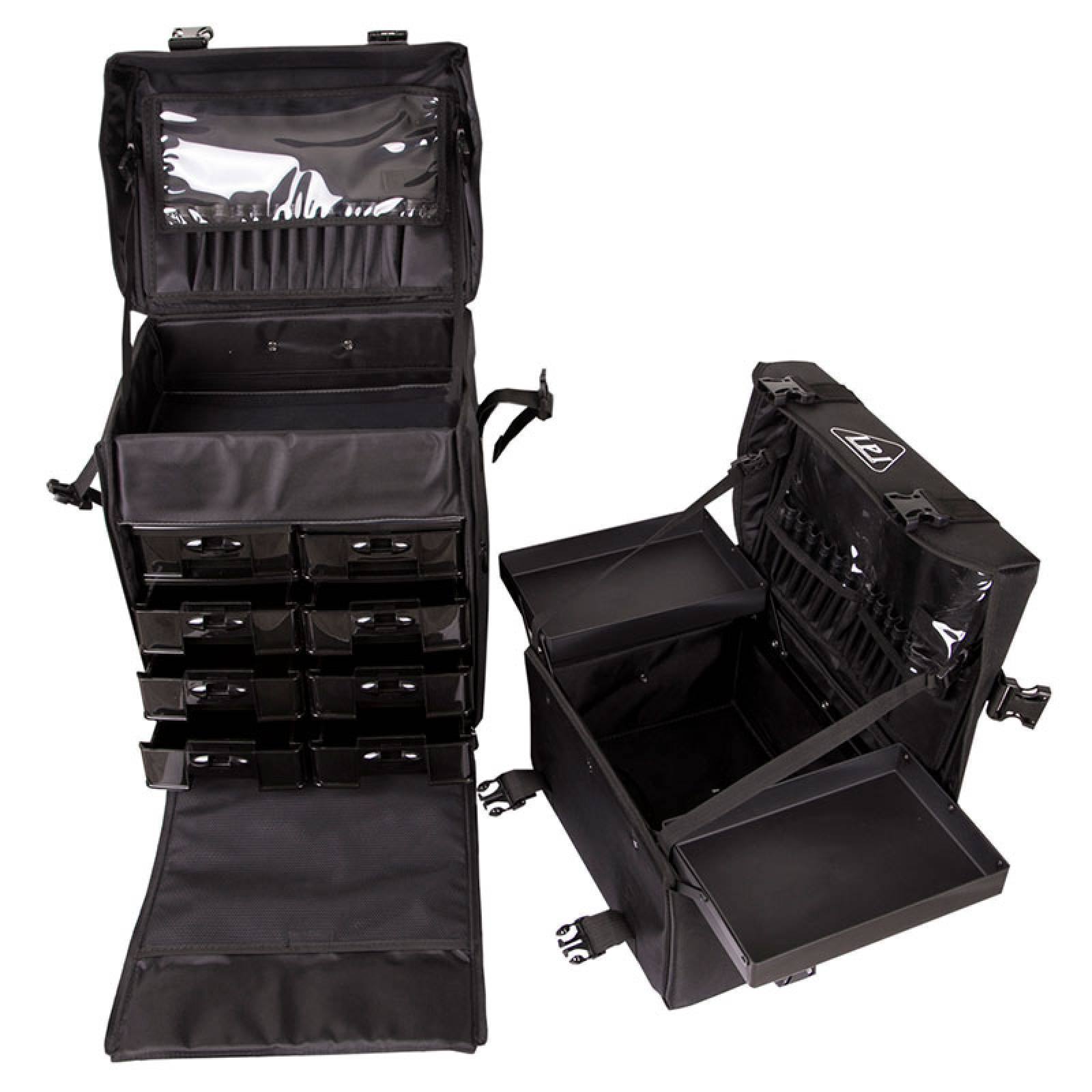 Neceser Maleta Maquillaje 2 en 1 Desmontable Aluminio Negro Ipi