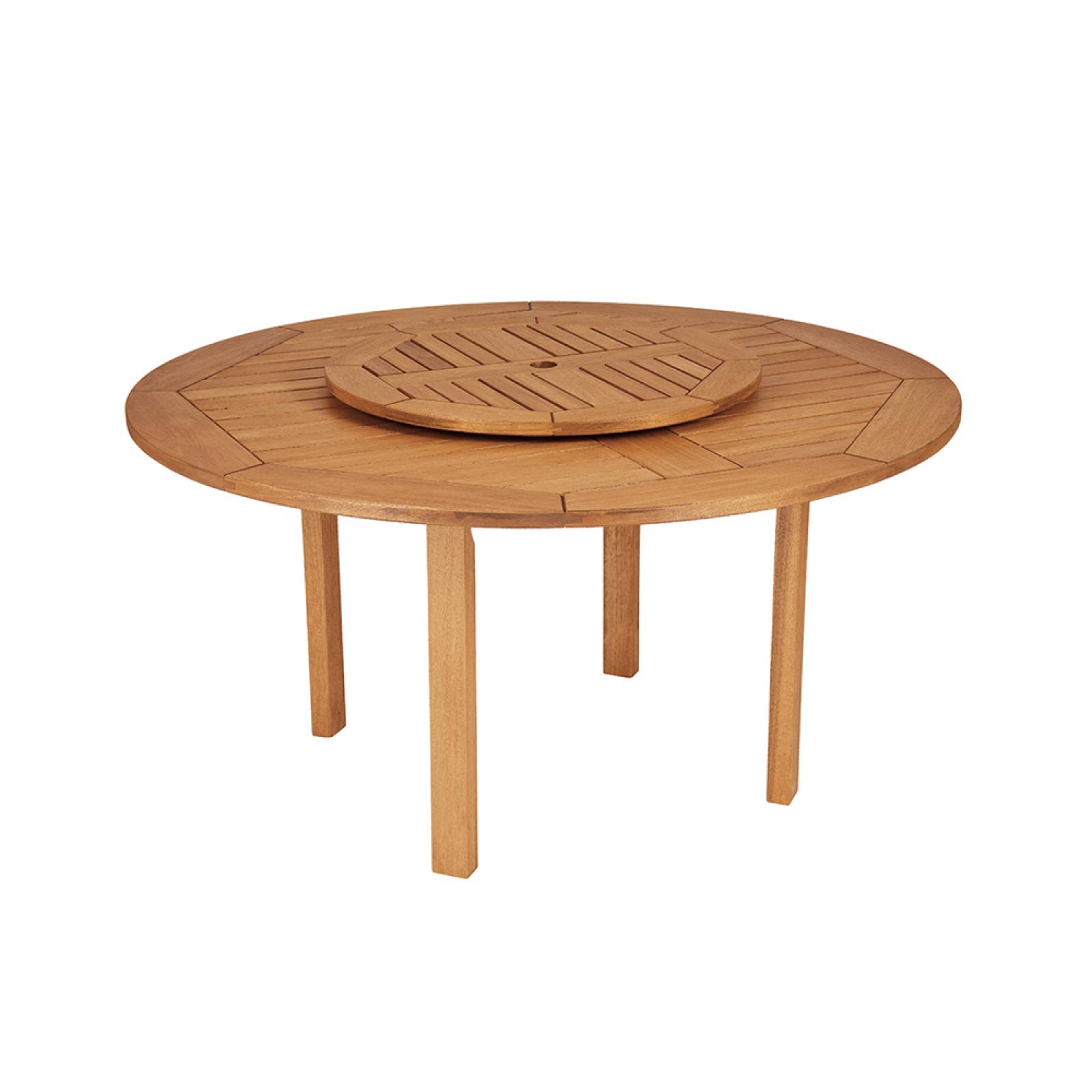 Mesa Madera Circular Exterir Jardin Con Lazy Susan Impadema