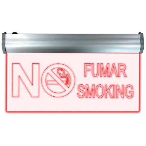 Letrero Señalamiento NO FUMAR/NO SMOKING rojo Techno Shine