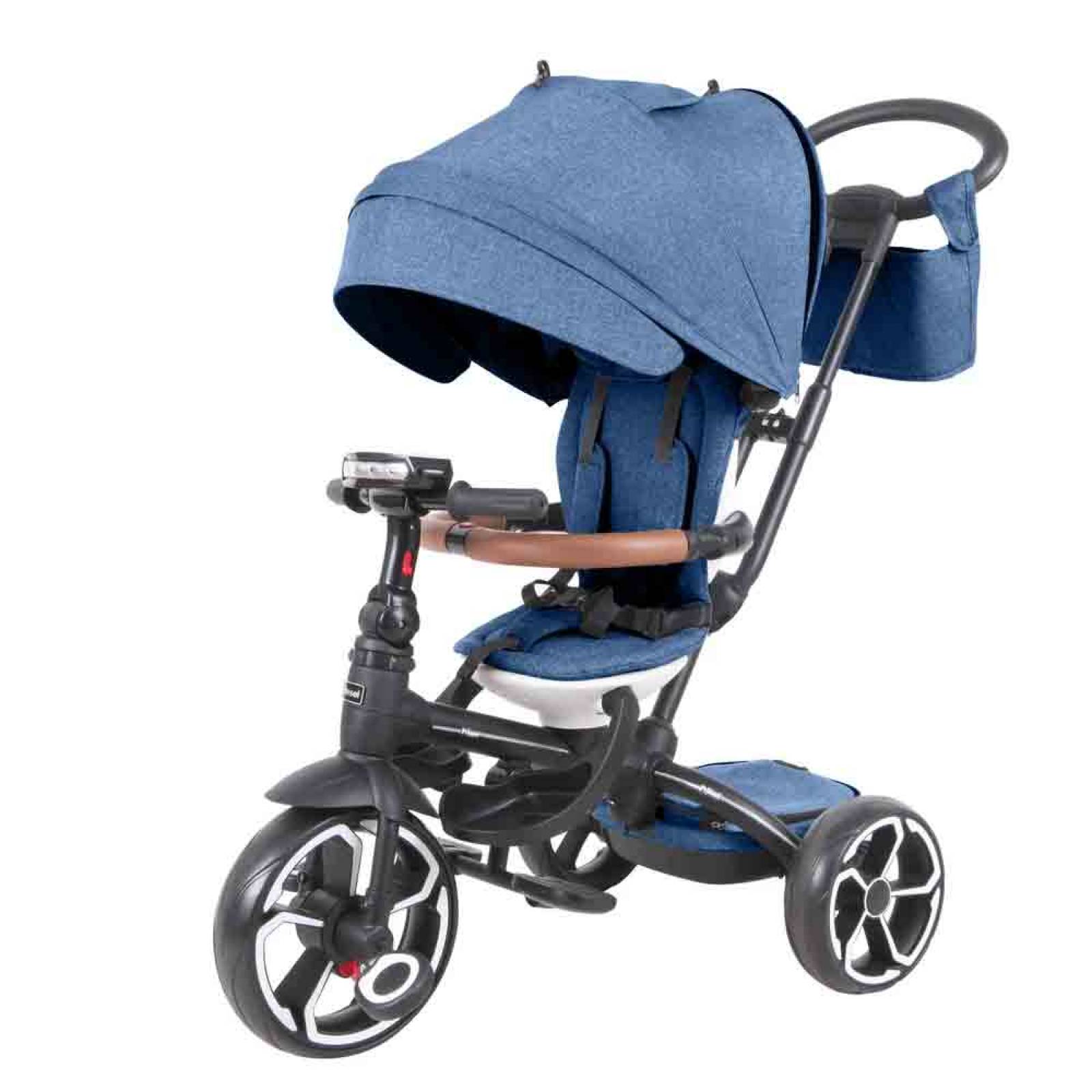 Triciclo Eclipse Niño 4 En 1 Respaldo Reclinable Azul Prinsel