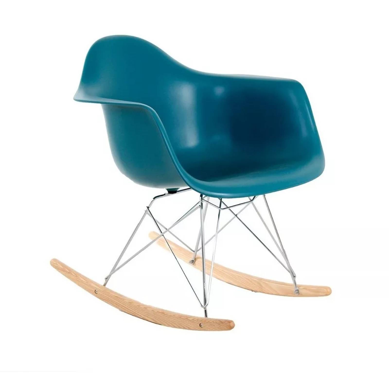 Silla Mecedora Individual Madera Berlin Turquesa Mdo Muebles