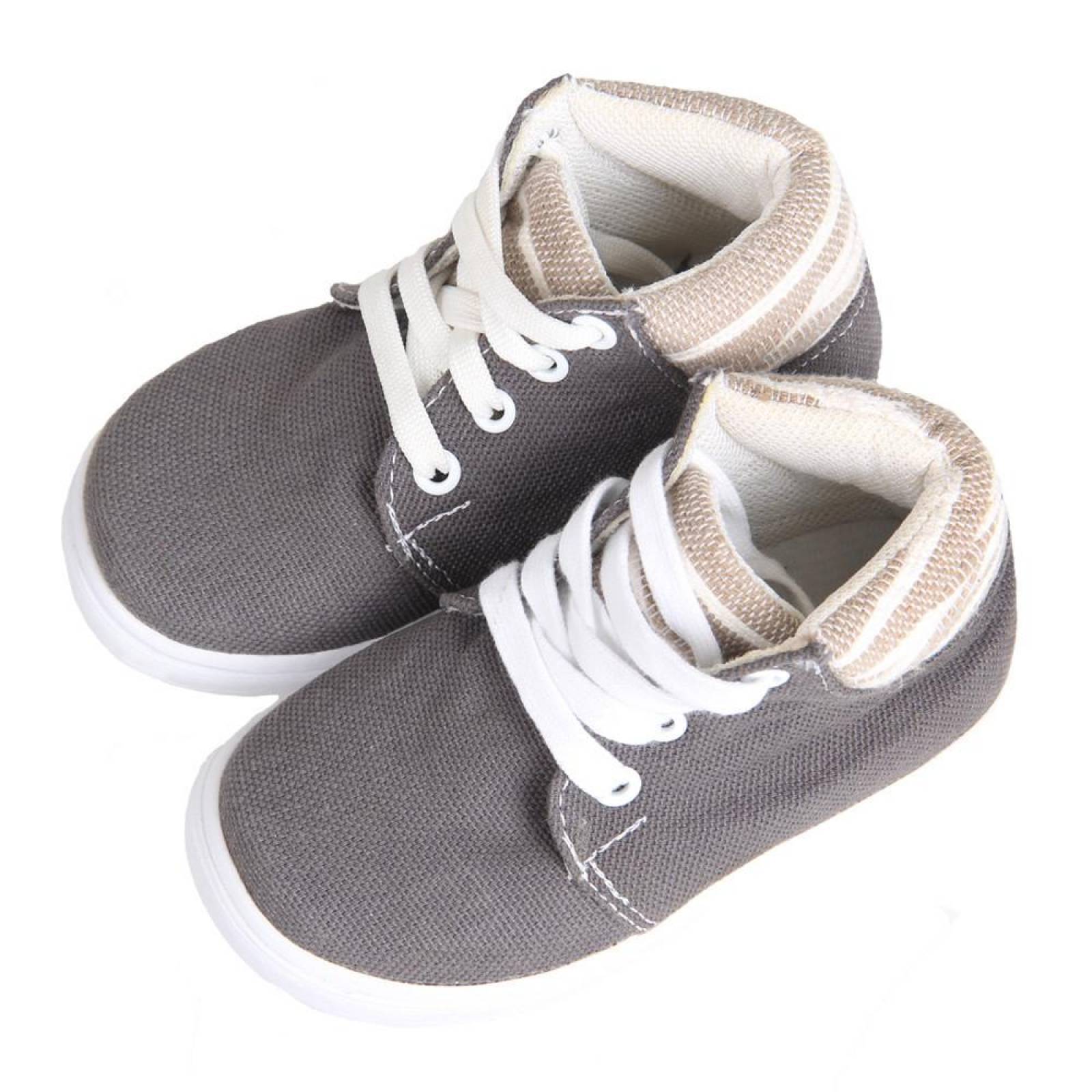 Tenis Tipo Bota Casual Artesanal Mini Porfirio Niño Gris Komoni Talla: 19