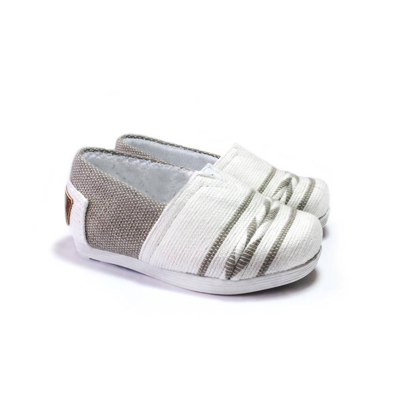 Zapato Alpargata Mini Jacinta Artesanal Tela Infantil Beige Komoni Talla: 15