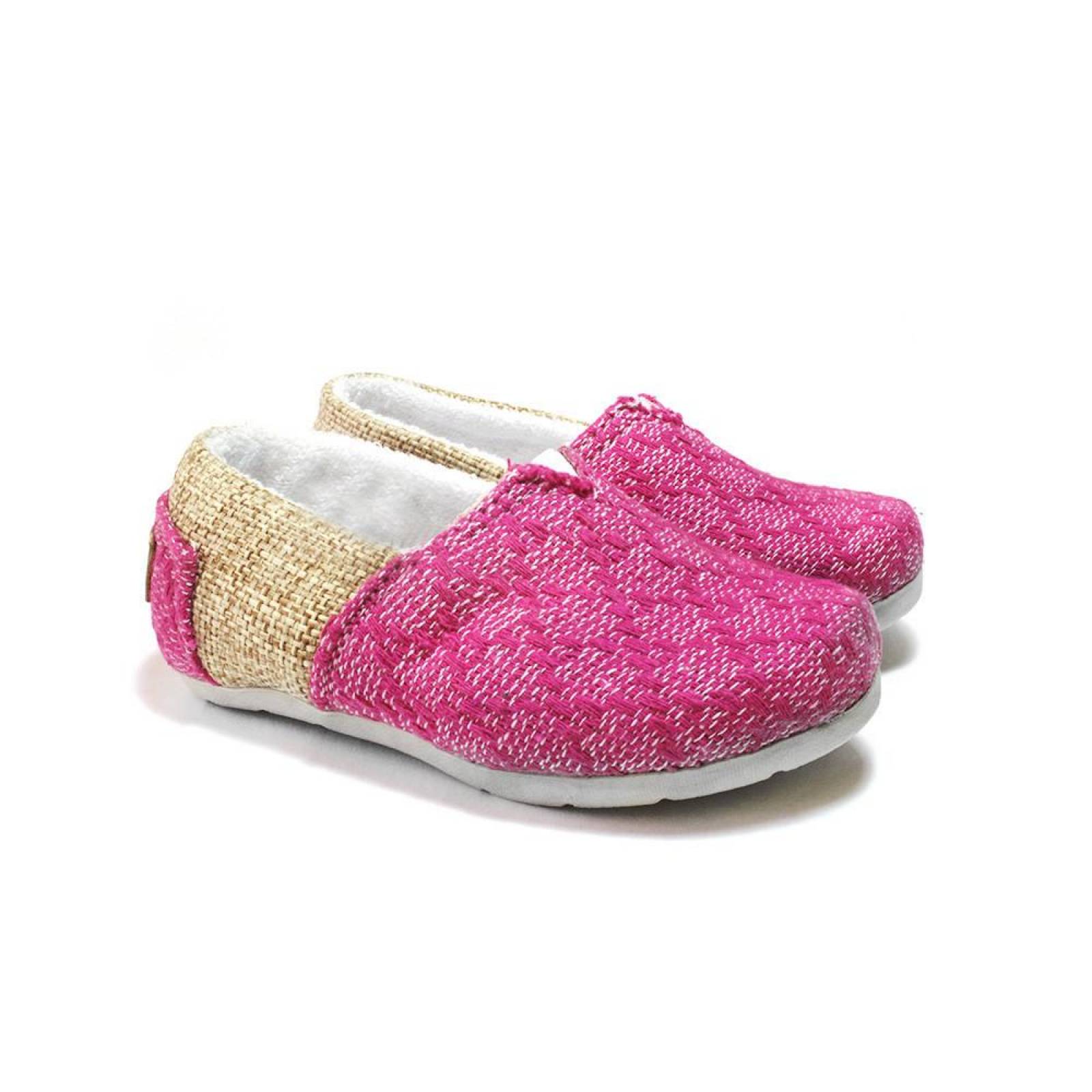 Zapato Alpargata Mini Jacinta Artesanal Tela Infantil Coral Komoni Talla: 21