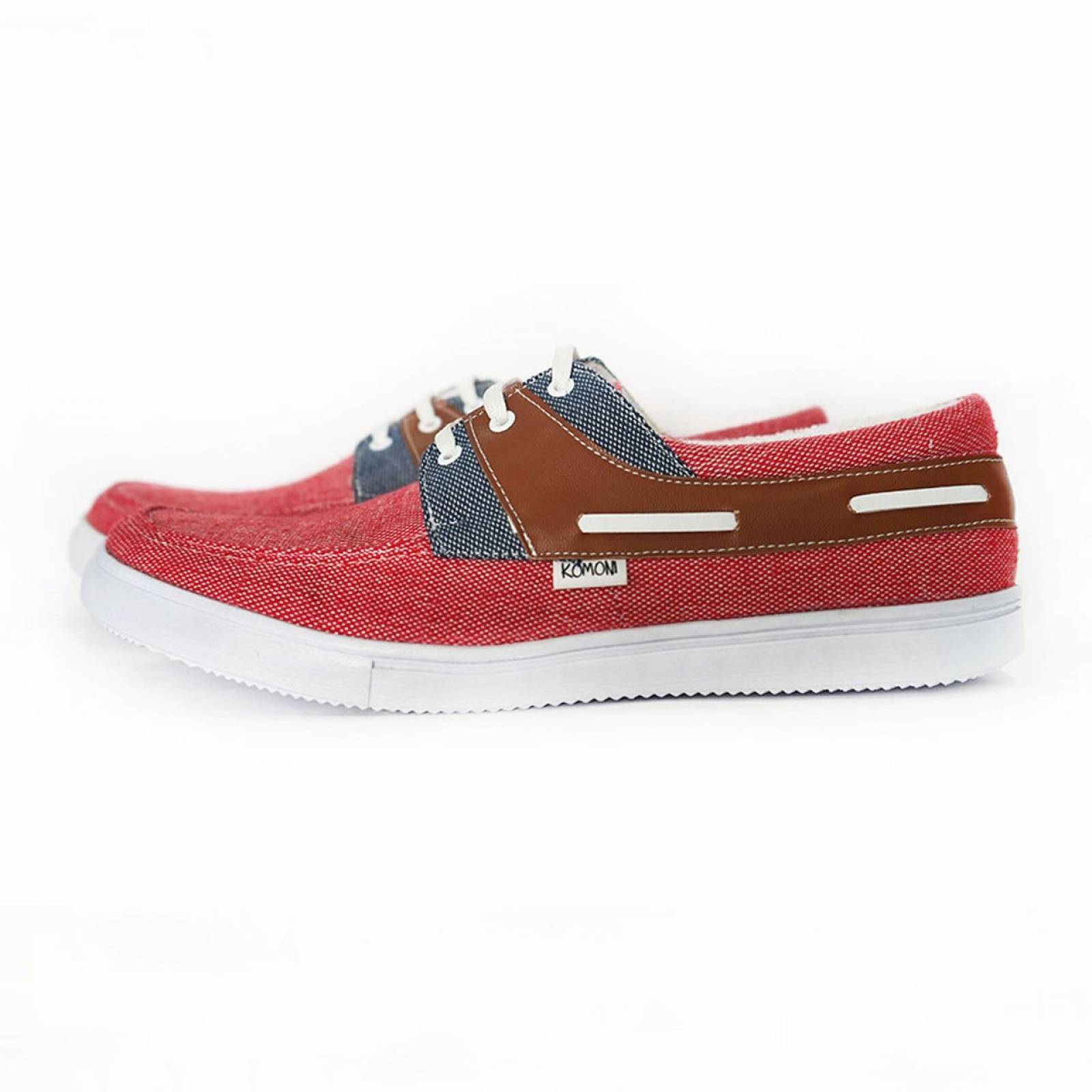 Tenis Mocasin Casual Artesanal Tela Hombre Fausto Rojo Komoni Talla: 30