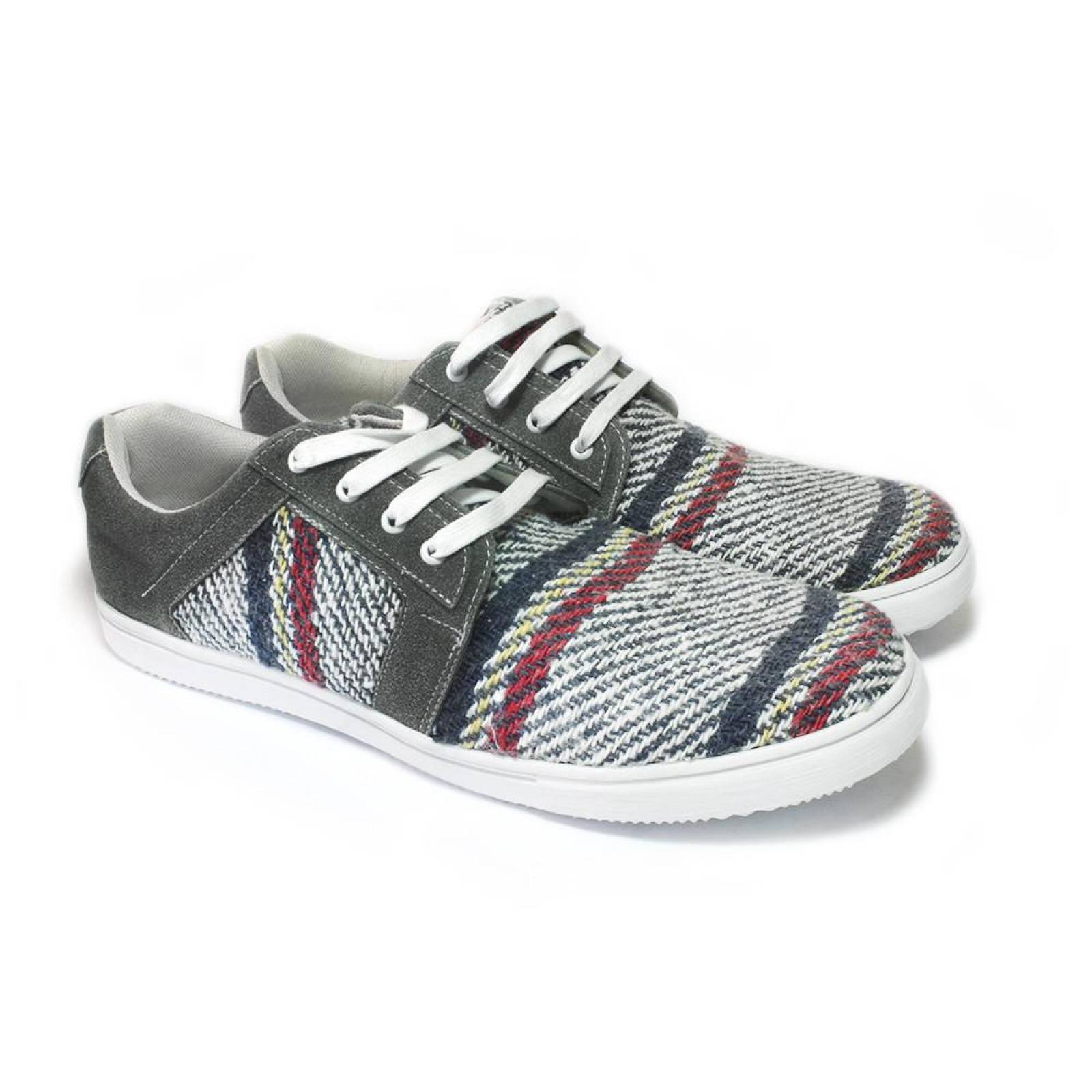 Tenis Zapato Casual Artesanal Tela Hombre Gris Simon Gris Komoni Talla: 26