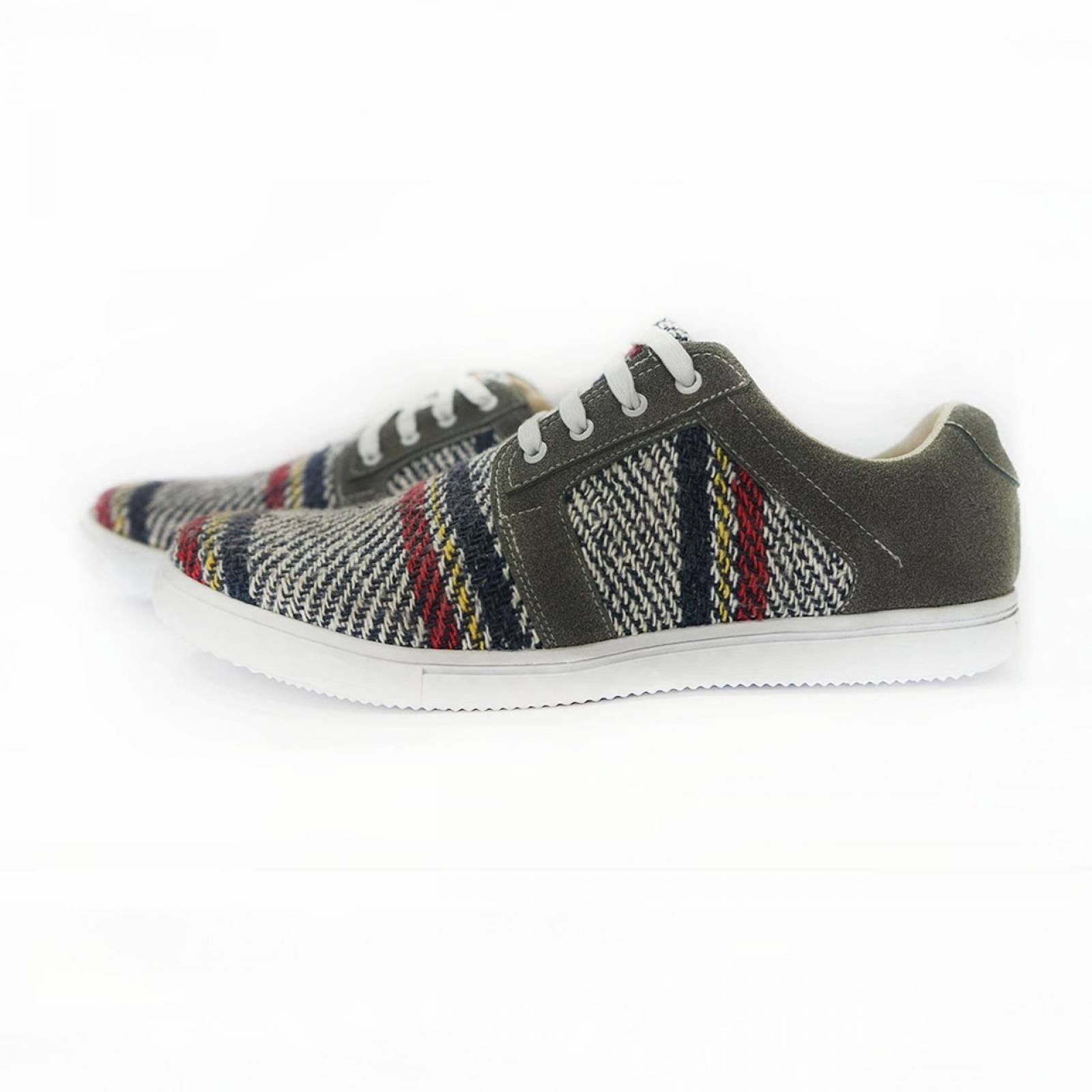 Tenis Zapato Casual Artesanal Tela Hombre Gris Simon Gris Komoni Talla: 26