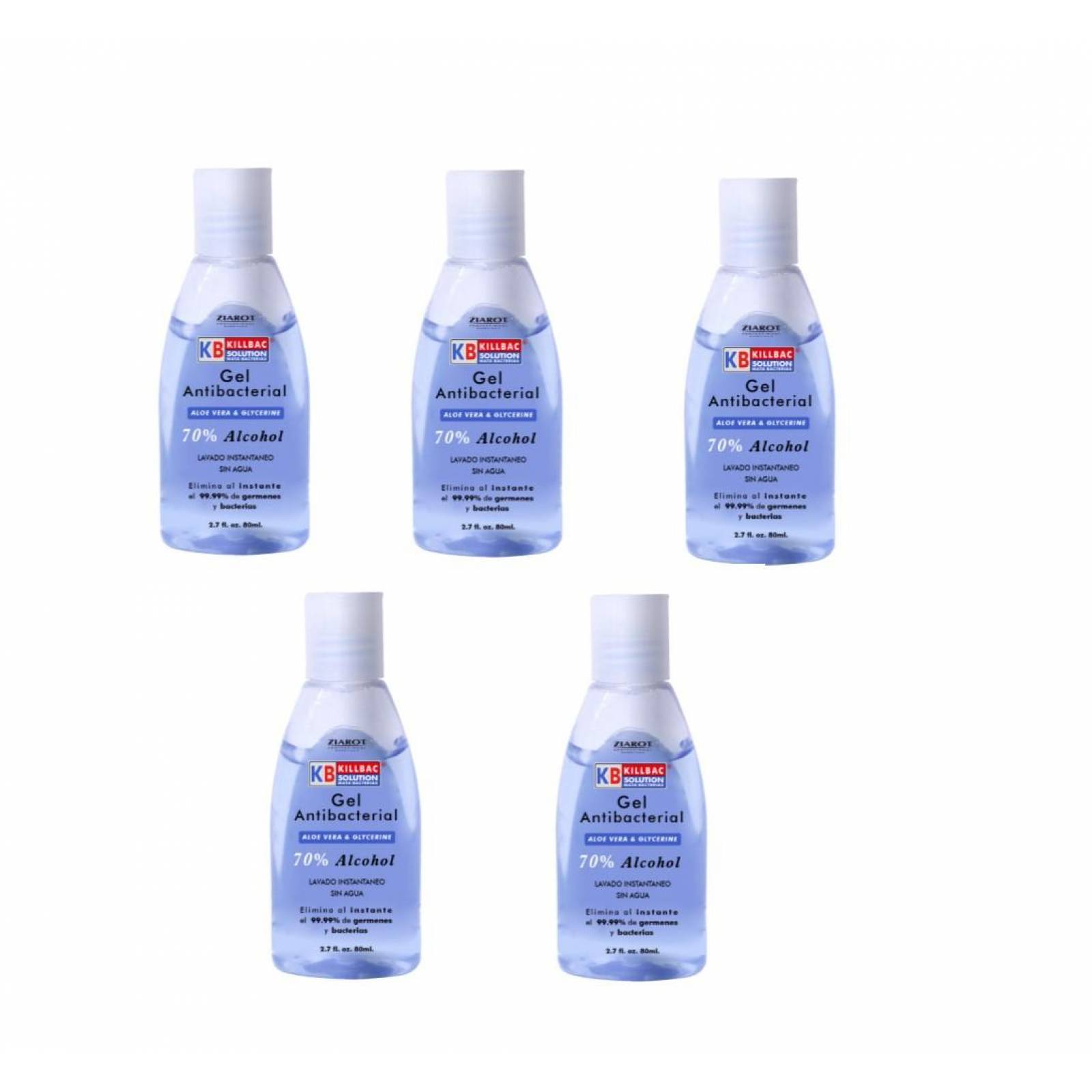 Set De 5 Piezas De Gel Antibacterial 80Ml Cada Uno 