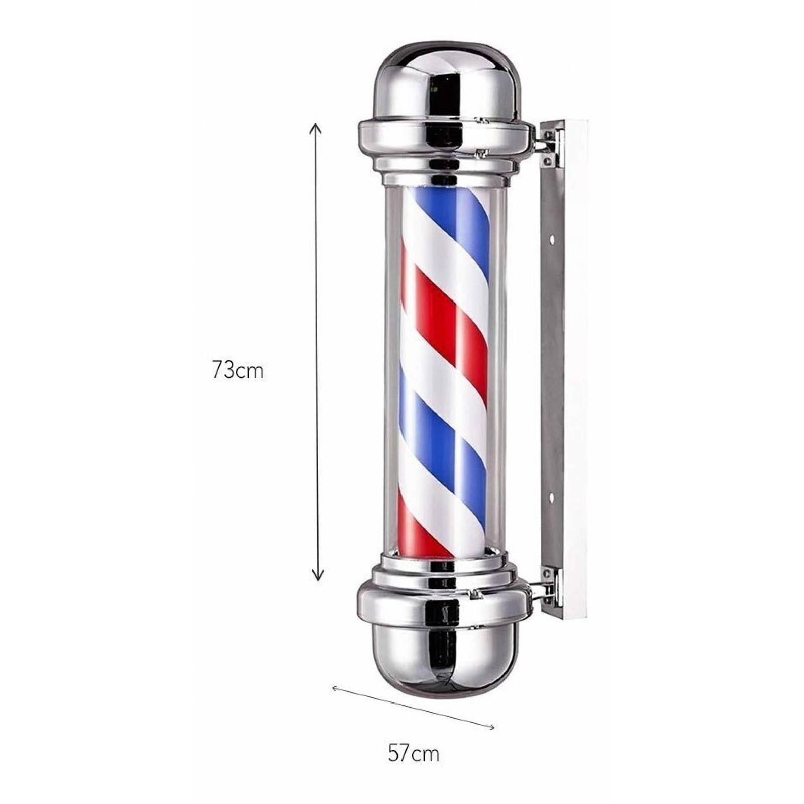 Poste Barbería Caramelo Giratorio Con Luz 73cm, Peluquería 