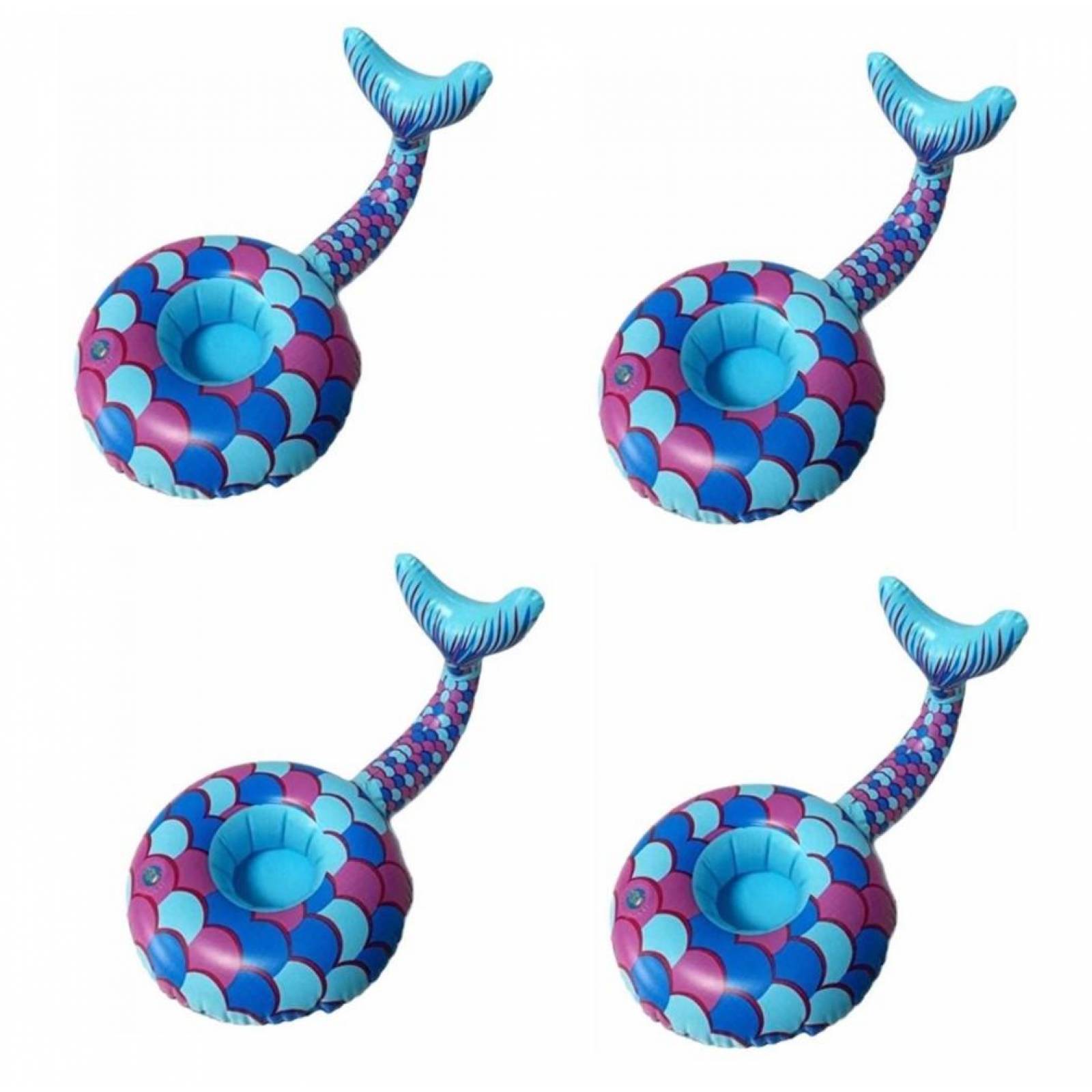Inflable Flotador Portavasos Para Alberca 4 piezas Cola de Sirena Cola de sirena