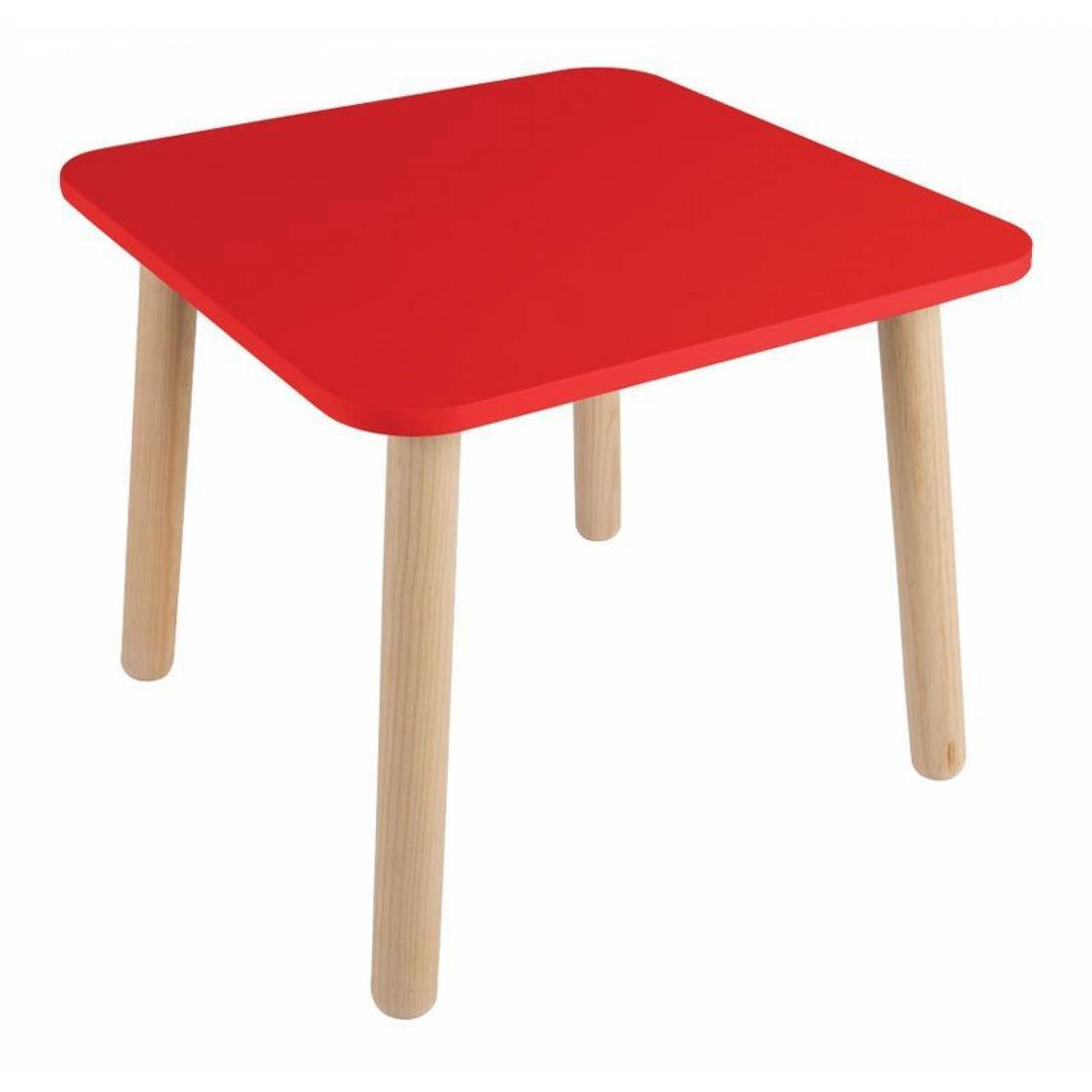Mesa Madera Cuadrada Estilo Diseño Infantil Natura Duduk Rojo