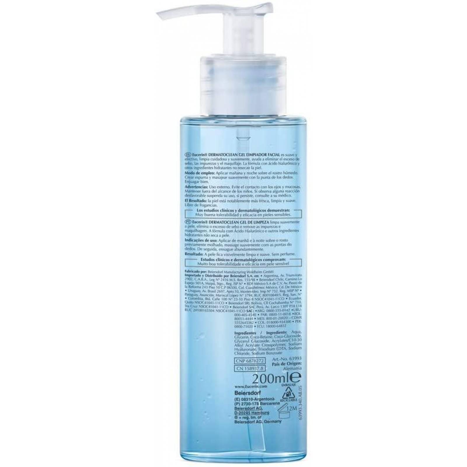 Eucerin Gel Limpiador Facial DermatoClean 200ml 