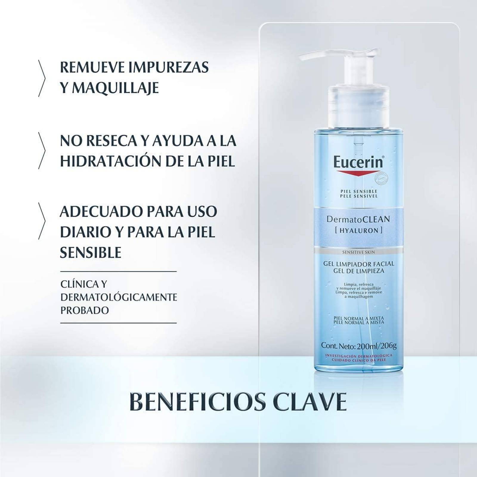 Eucerin Gel Limpiador Facial DermatoClean 200ml 