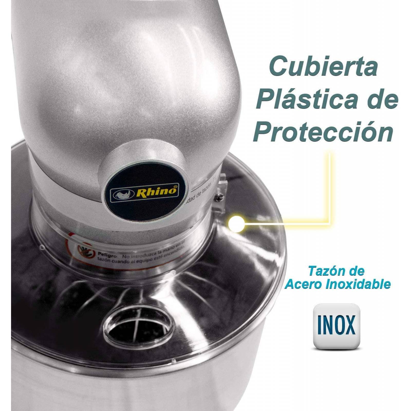 Batidora de pedestal industrial 7lt Rhino BATI-7 plata 127 V 