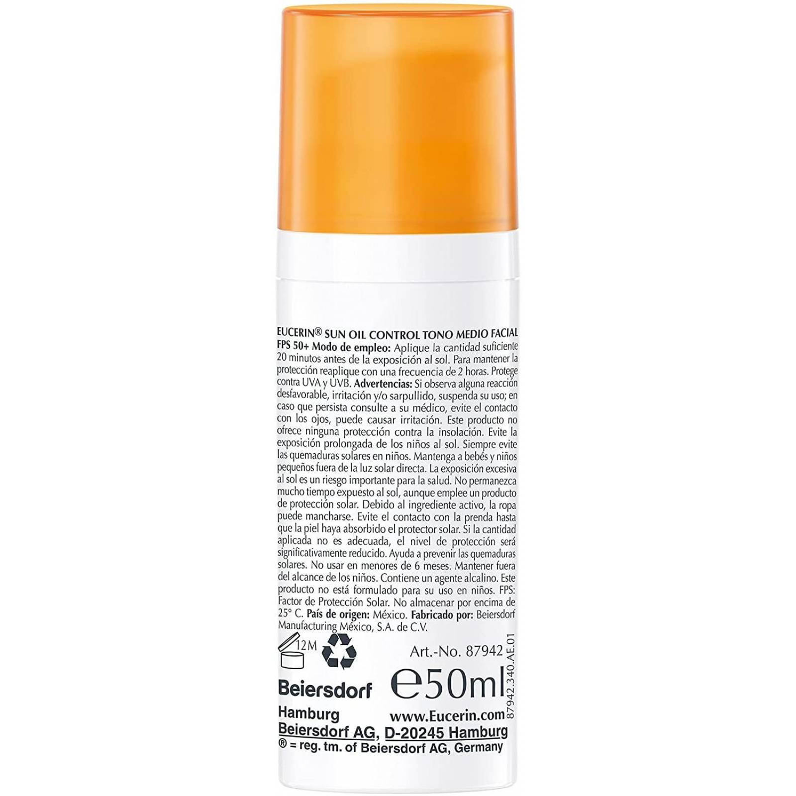 Eucerin Sun Oil Control Fps 50+ Tono Medio 50Ml 