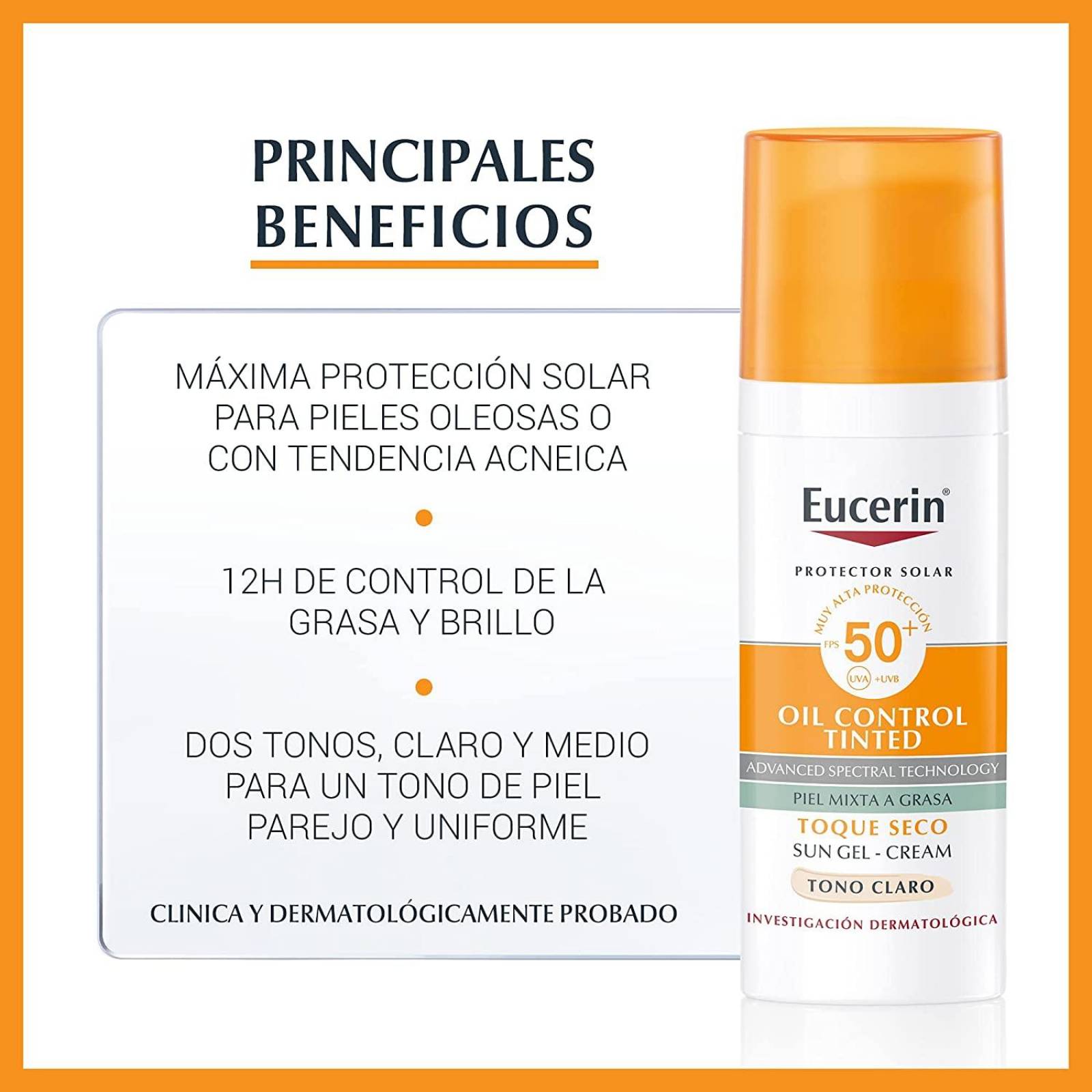 Eucerin Sun Oil Control Fps 50+ Tono Medio 50Ml 