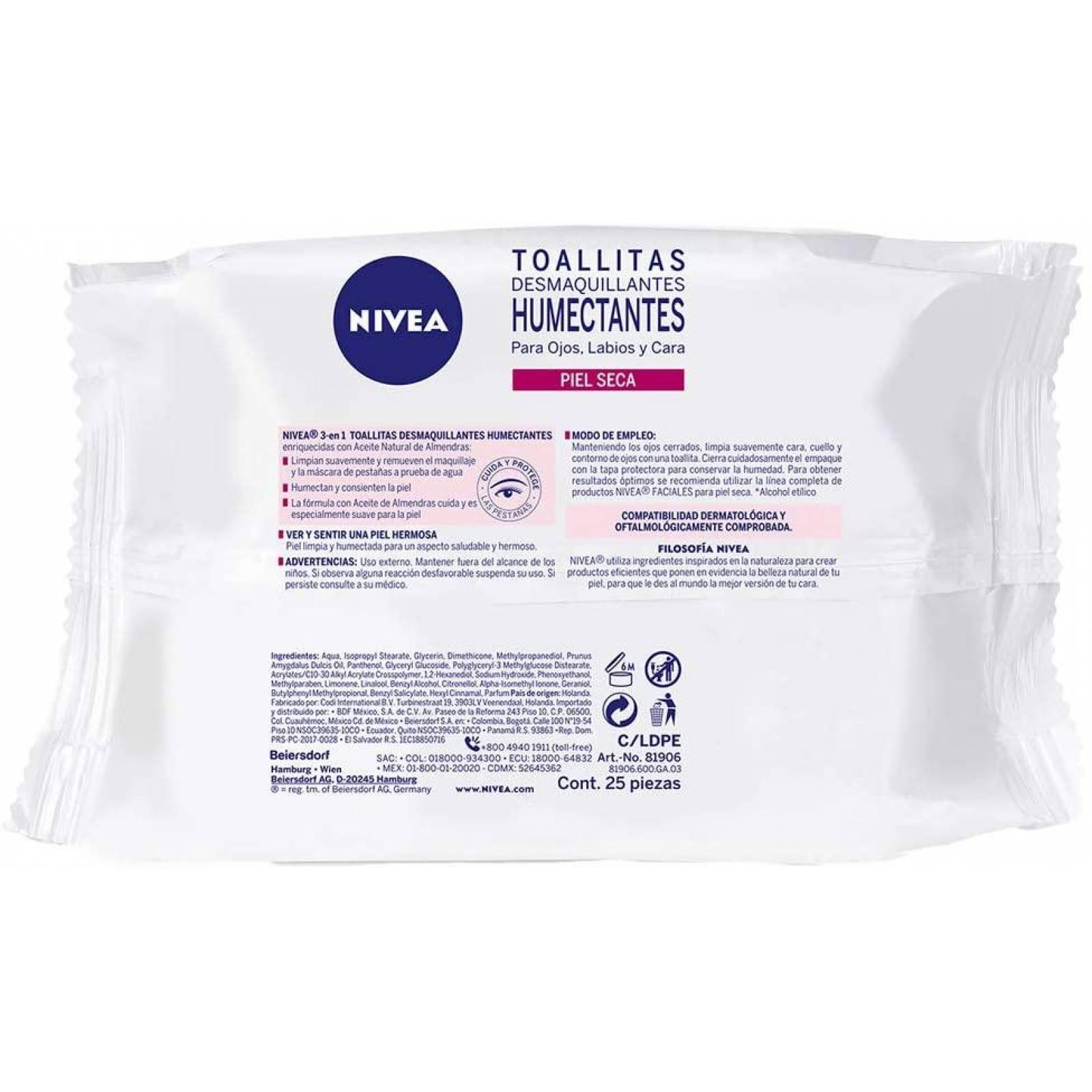 Nivea Toallitas Desmaquillantes Piel Sensible 25 Piezas 
