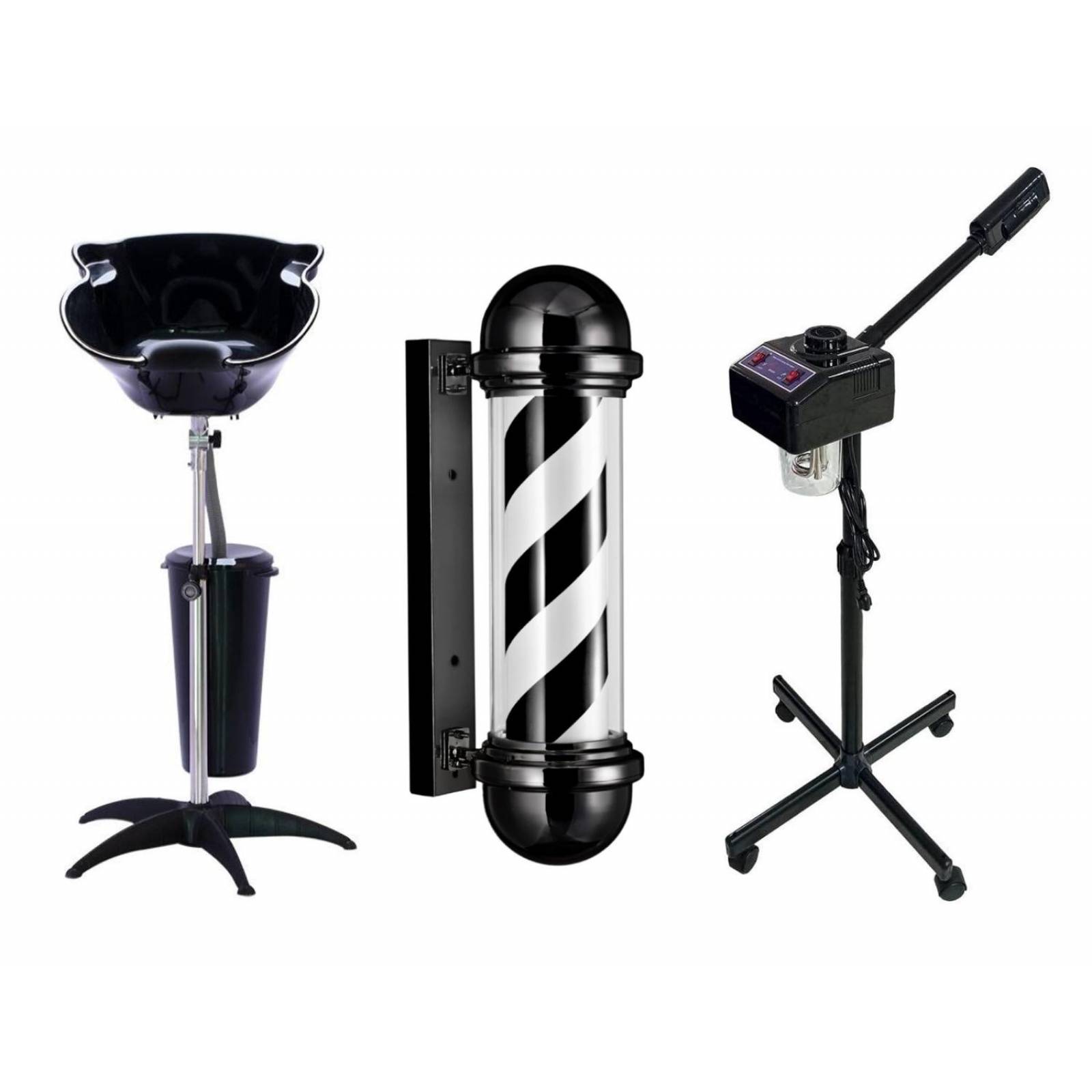 Kit Lavacabeza Portátil+Vaporizador Facial+Poste Barbería 