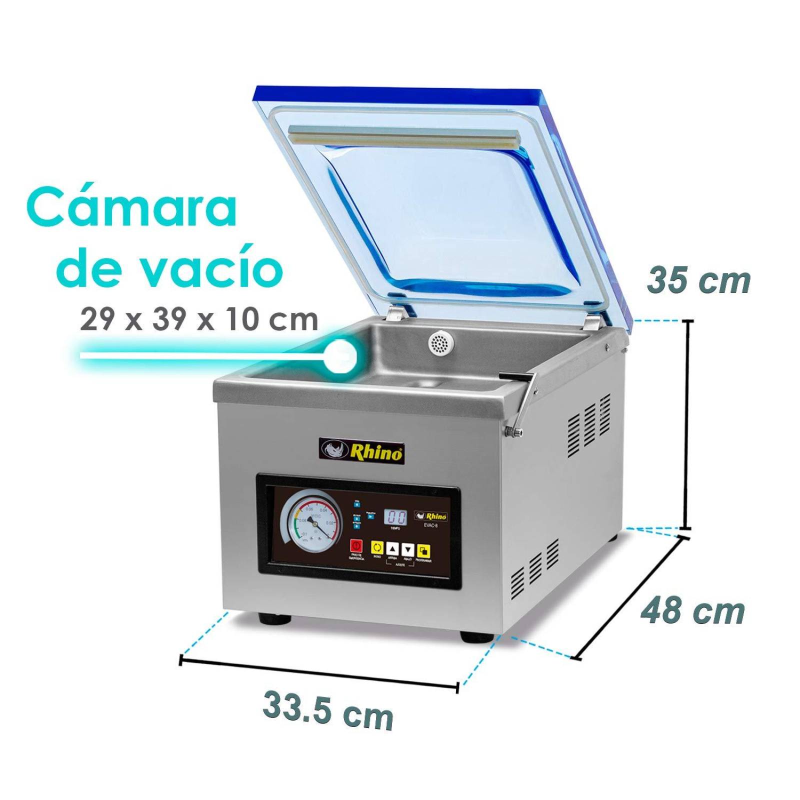 Empacadora Al Vacio Rhino 27cm Evac-8 Acero 