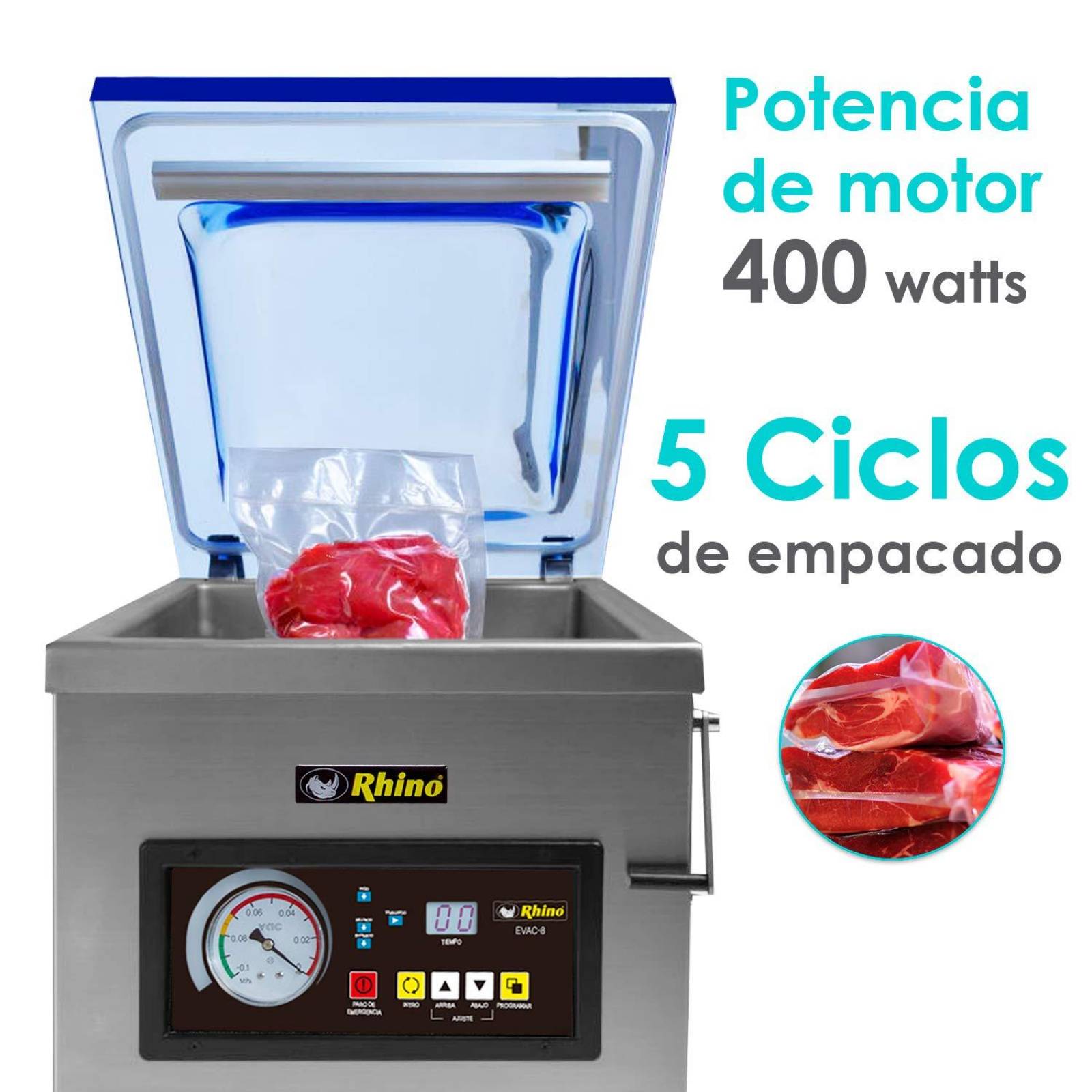 Empacadora Al Vacio Rhino 27cm Evac-8 Acero 