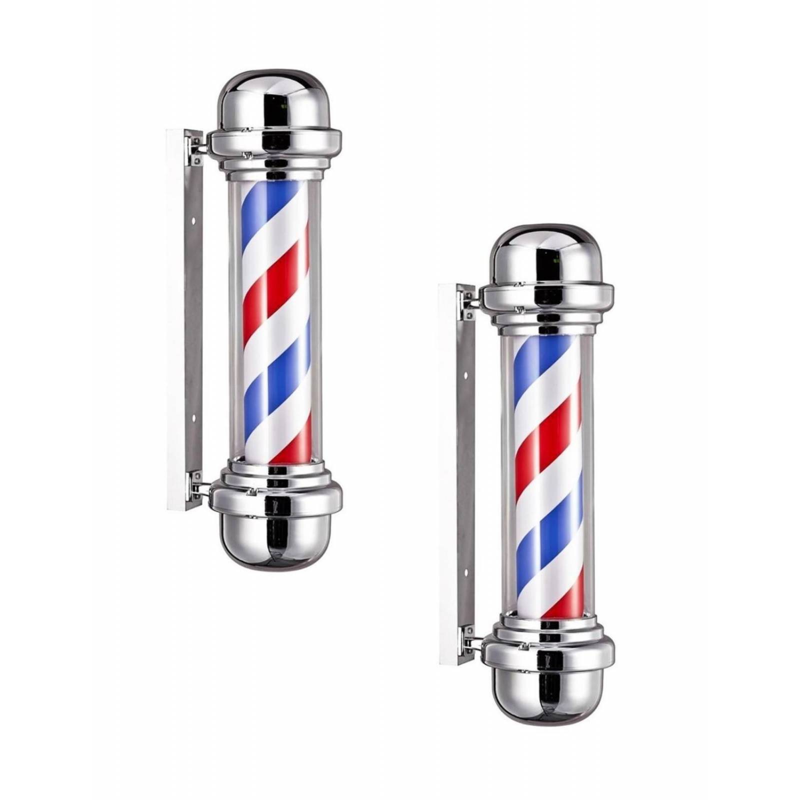 Set 2 Postes Barbería Caramelo Giratorio Con Luz 73cm