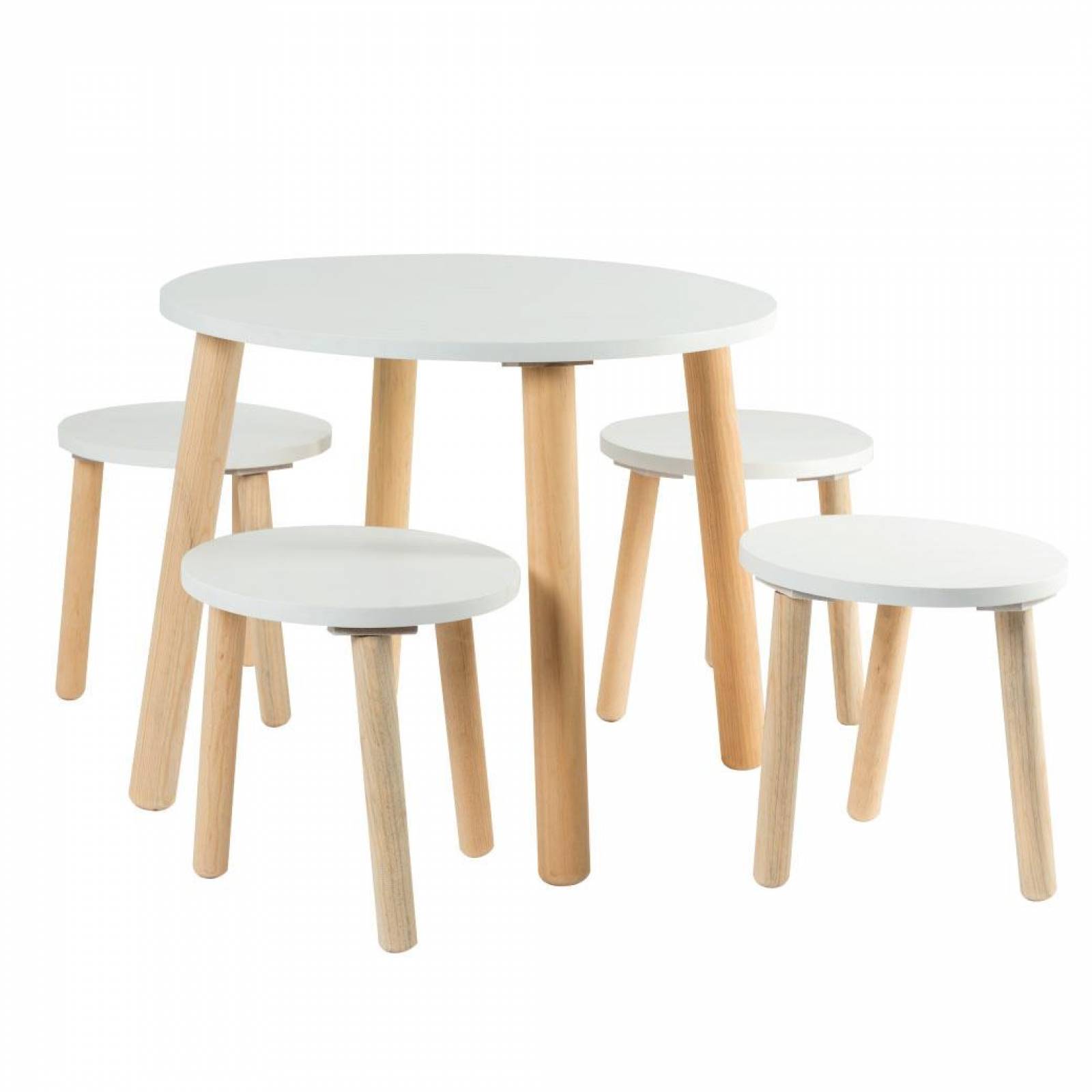 Set de bancos con mesa circular para niños Duduk Blanco 1