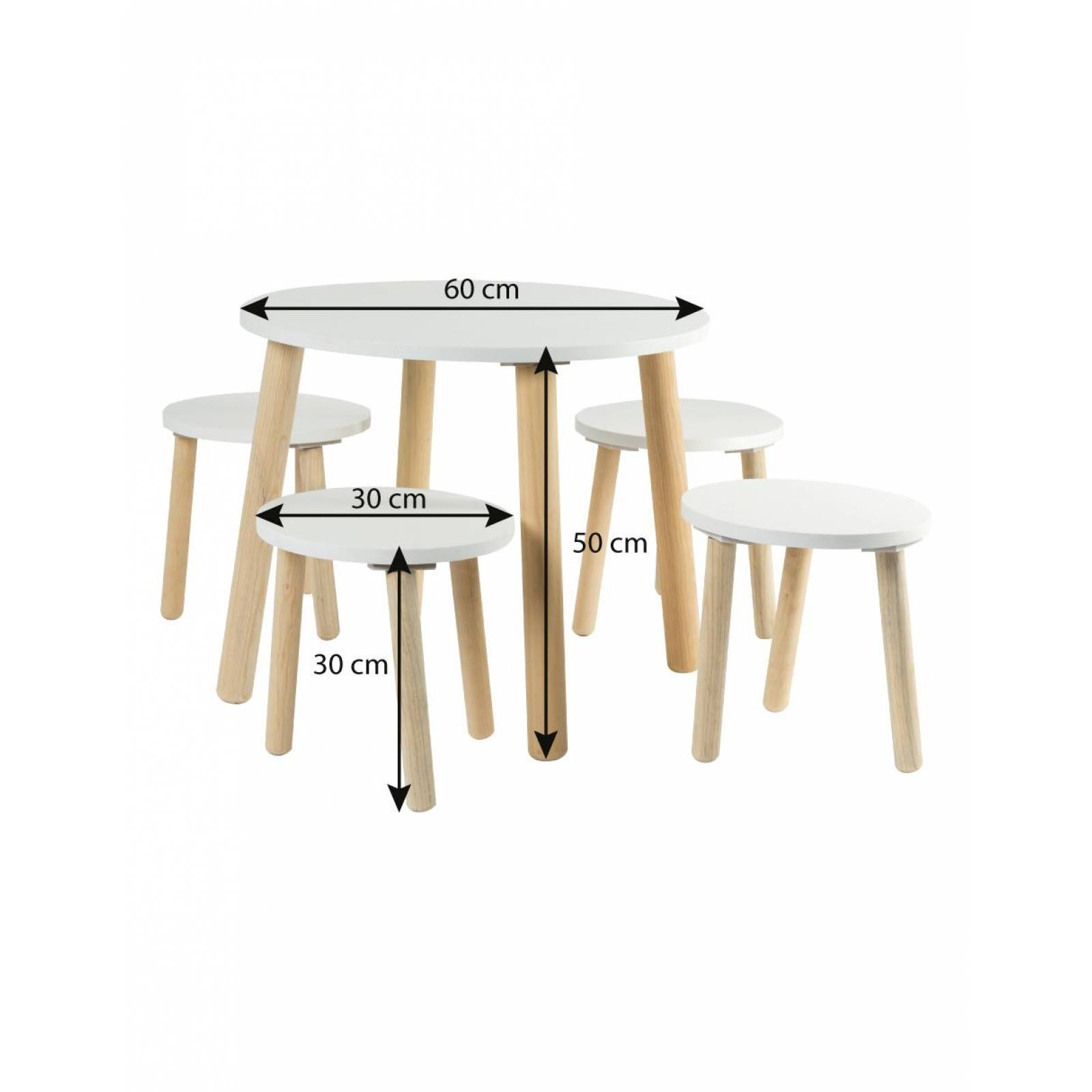 Set de bancos con mesa circular para niños Duduk Blanco 1