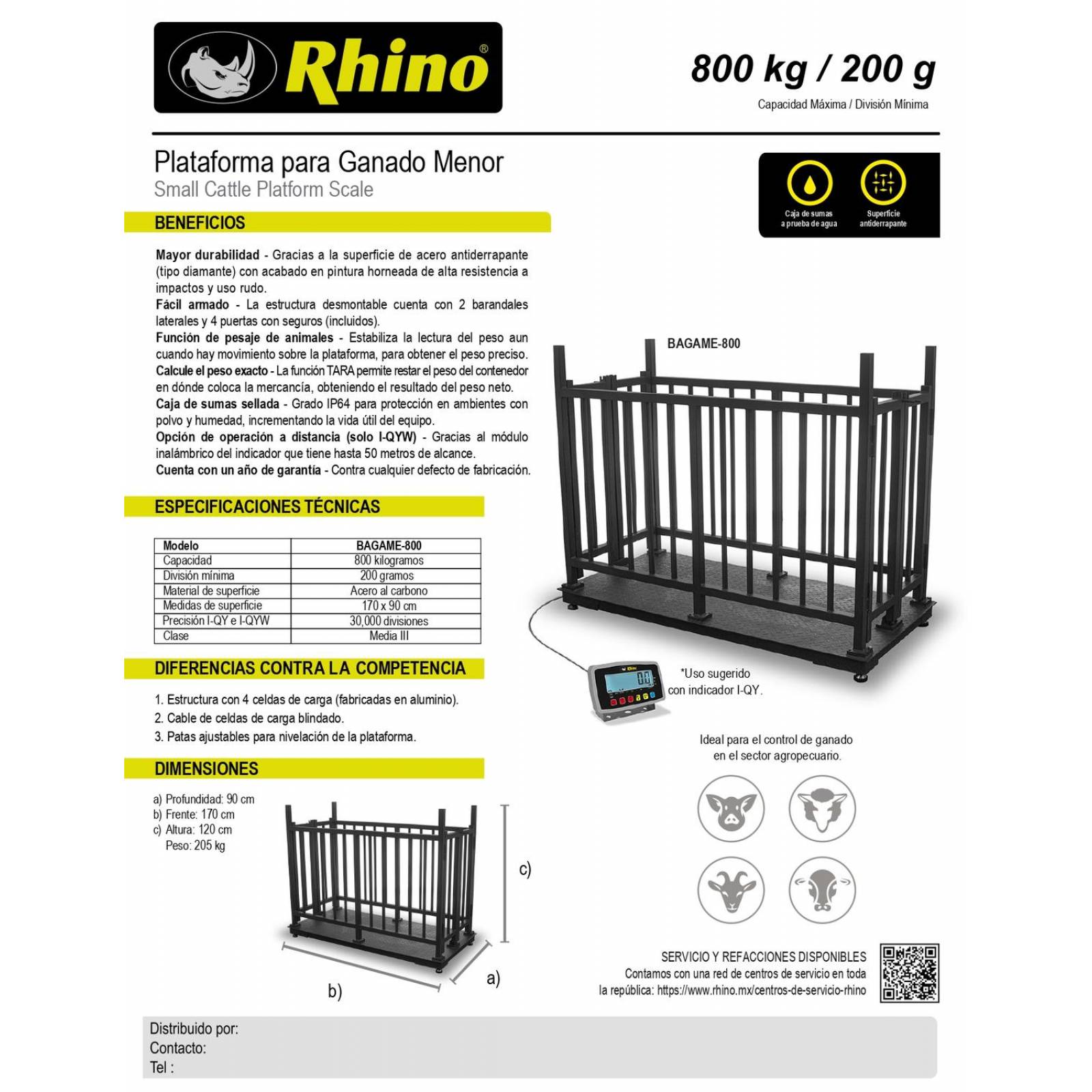 Plataforma para Ganado Menor Rhino BAGAME-800 