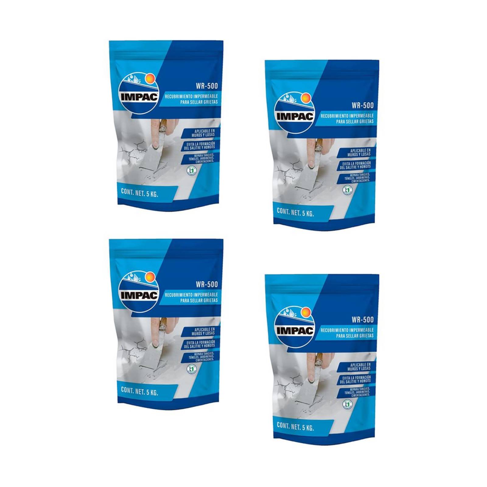 KIT De 4 Impac WR-500 Gris Resanador Y Sellador De Grietas 