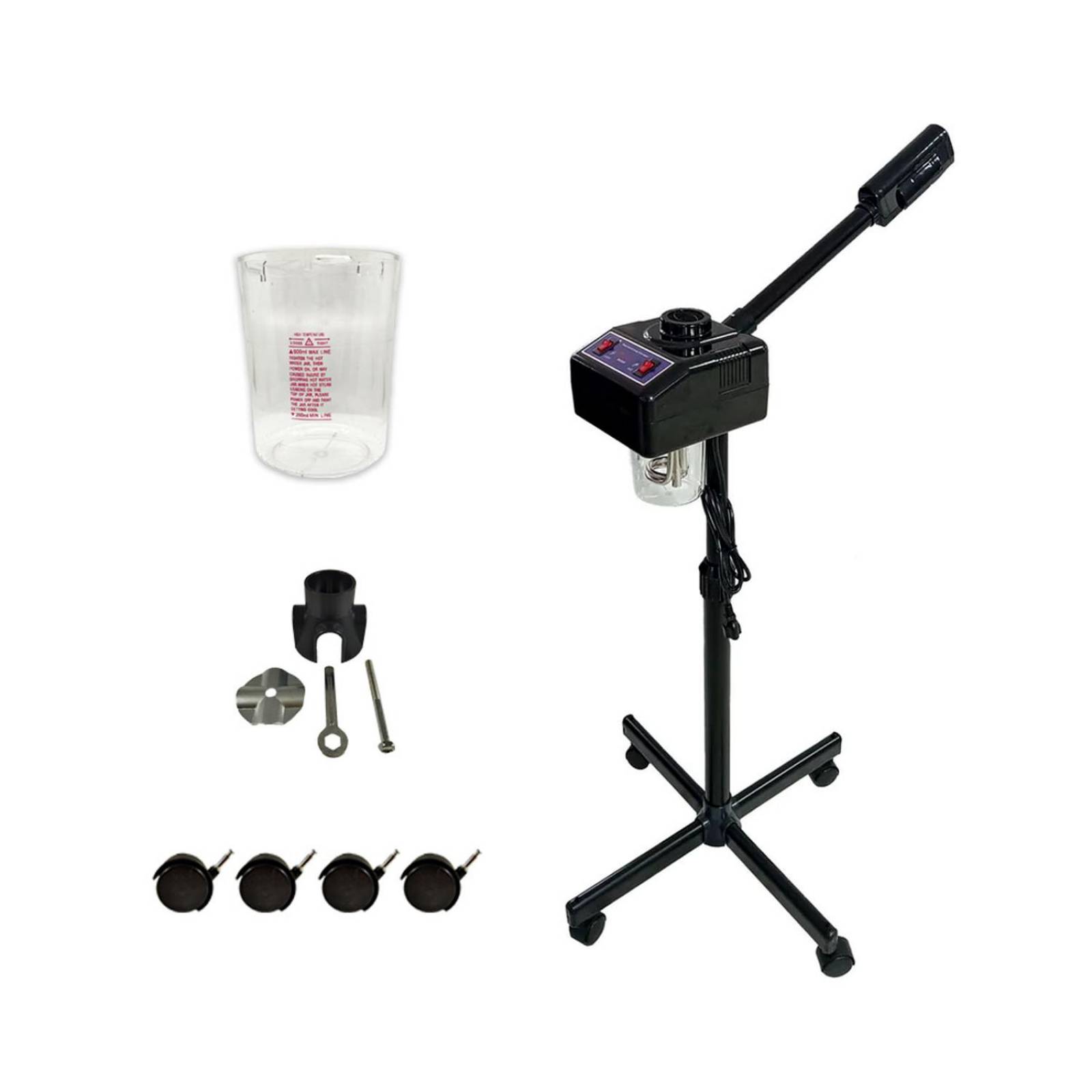 Kit Vaporizador Negro Facial Ozono + Mesa Auxiliar 4 Cajones 