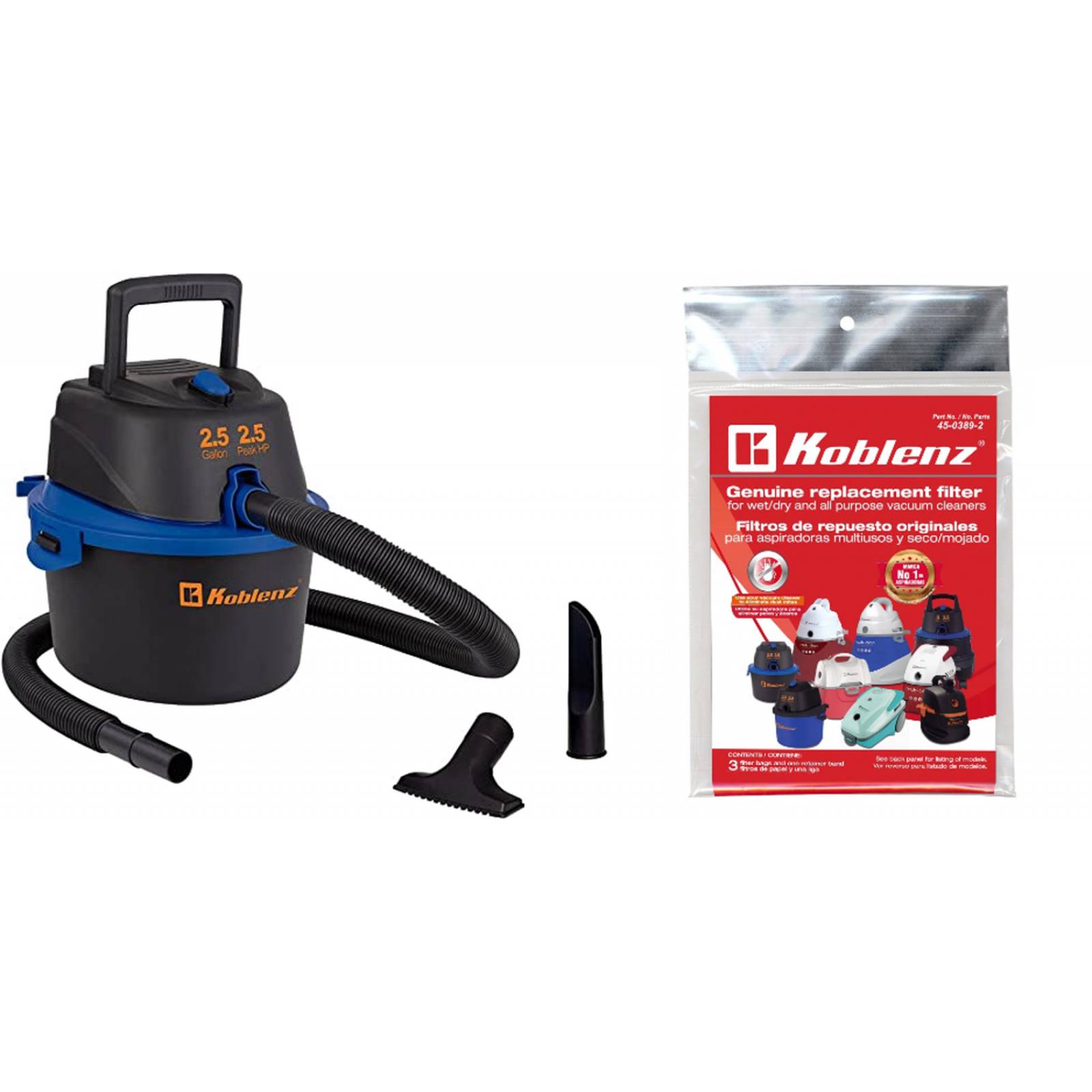 Aspiradora Koblenz Seco-mojado Wd-2.5k 2.5 Gal con Repuestos 